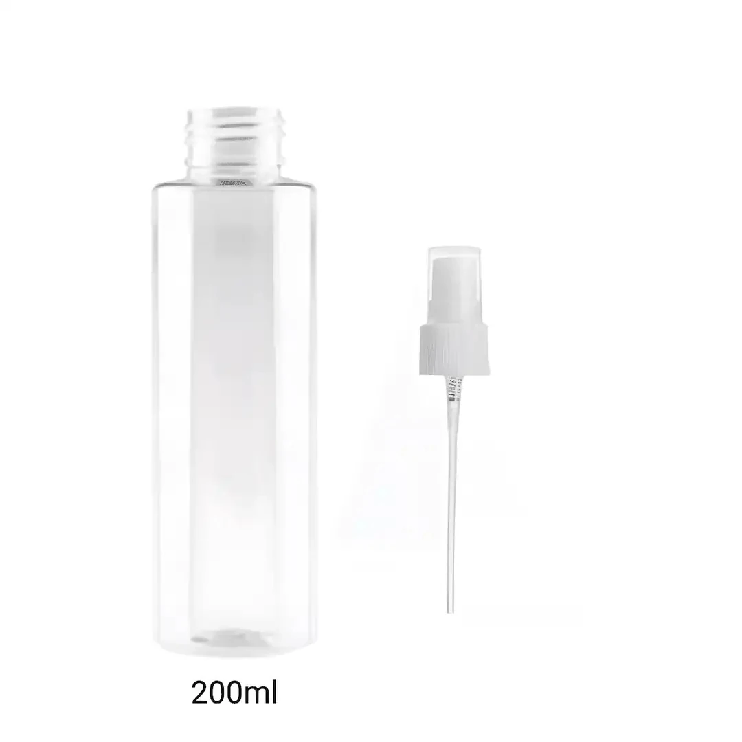 200ml PET Düz Omuz Şeffaf Şişe ve Beyaz Parmak Sprey