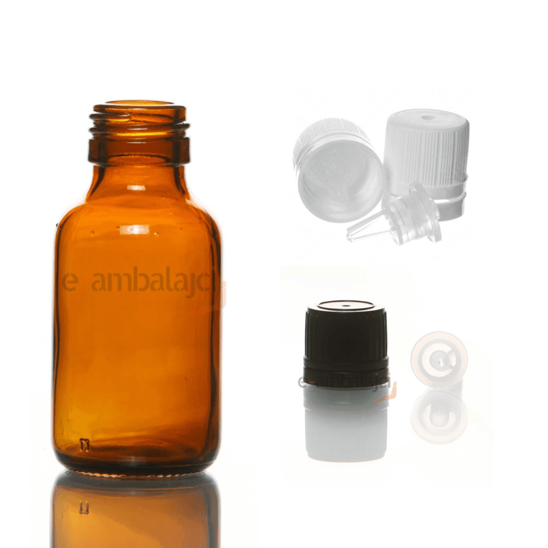 50ml Cam Ecza Şişe Amber ve İçten Damlalık