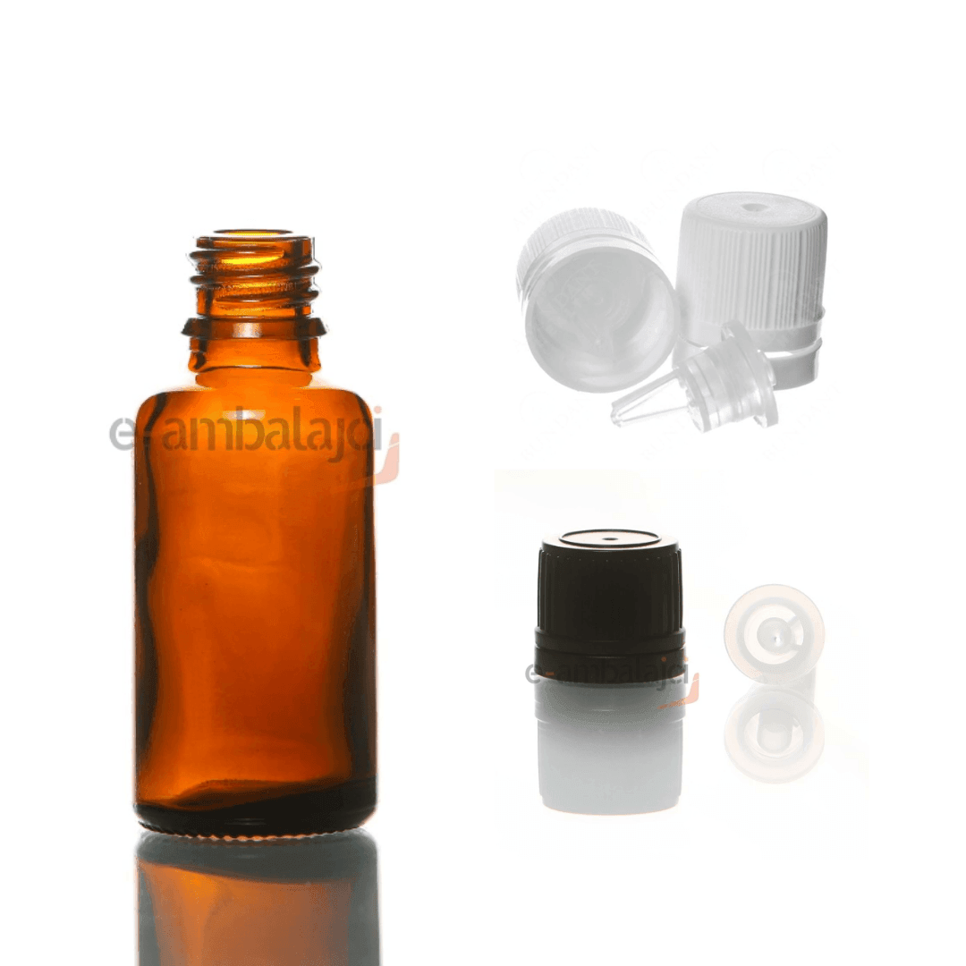 30ml Cam Ecza Şişe Amber ve İçten Damlalık