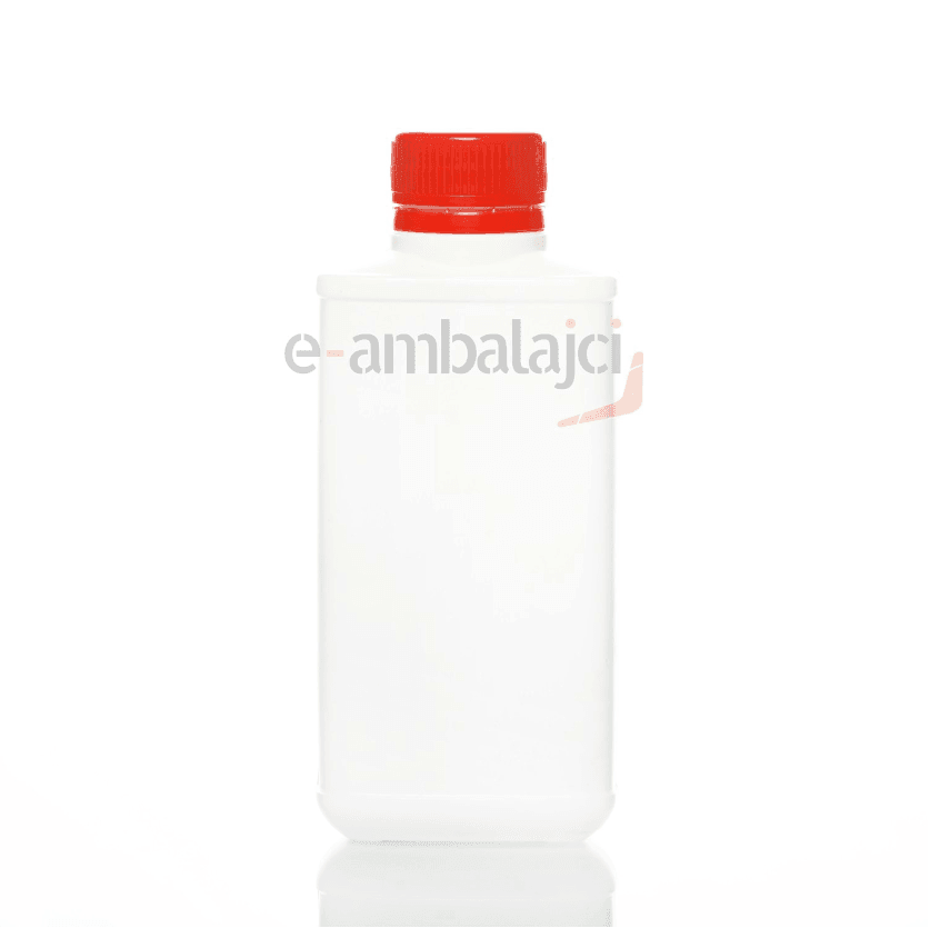 250ml PE Köşeli Şişe ve Kırmızı Kapak