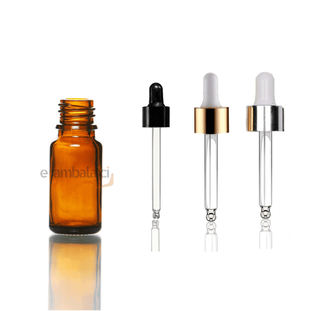 10ml Cam Ecza Şişe Amber ve Cam Damlalık