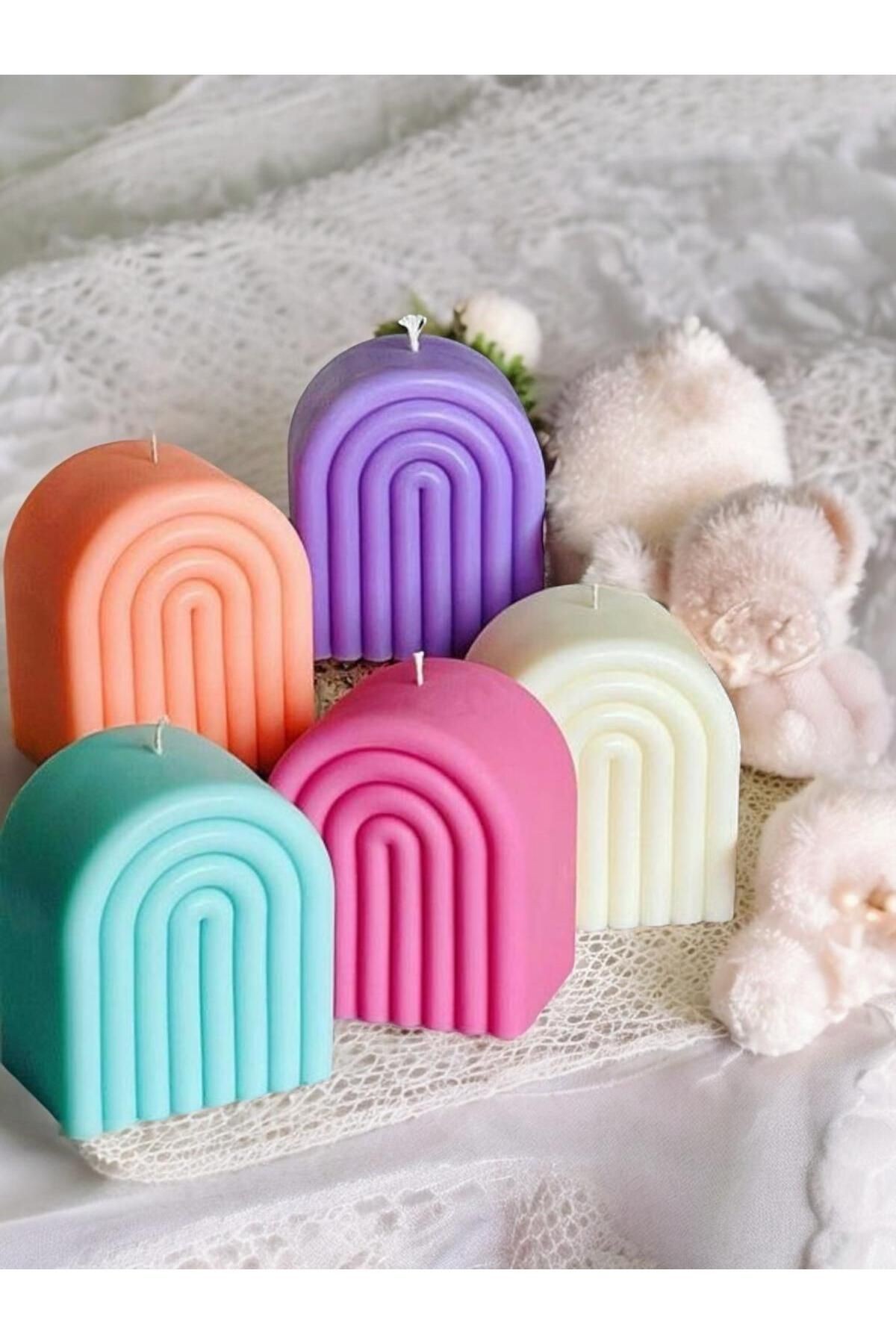 Rainbow Soya Wax Candle - Gökkuşağı Soya Mumu Dekoratif Çocuksu Hediyelik Vegan Doğal (Kısa)