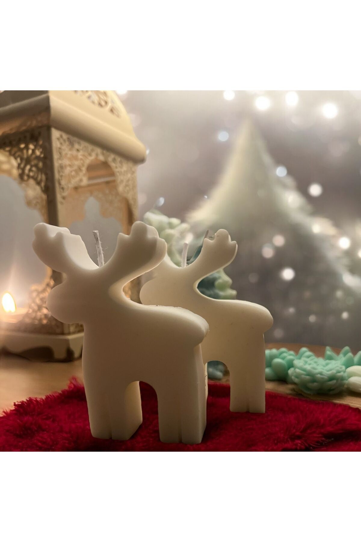 Reindeer Soy Wax Candle - Ren Geyiği Soya Mumu Yılbaşı Noel Hediyelik Dekoratif