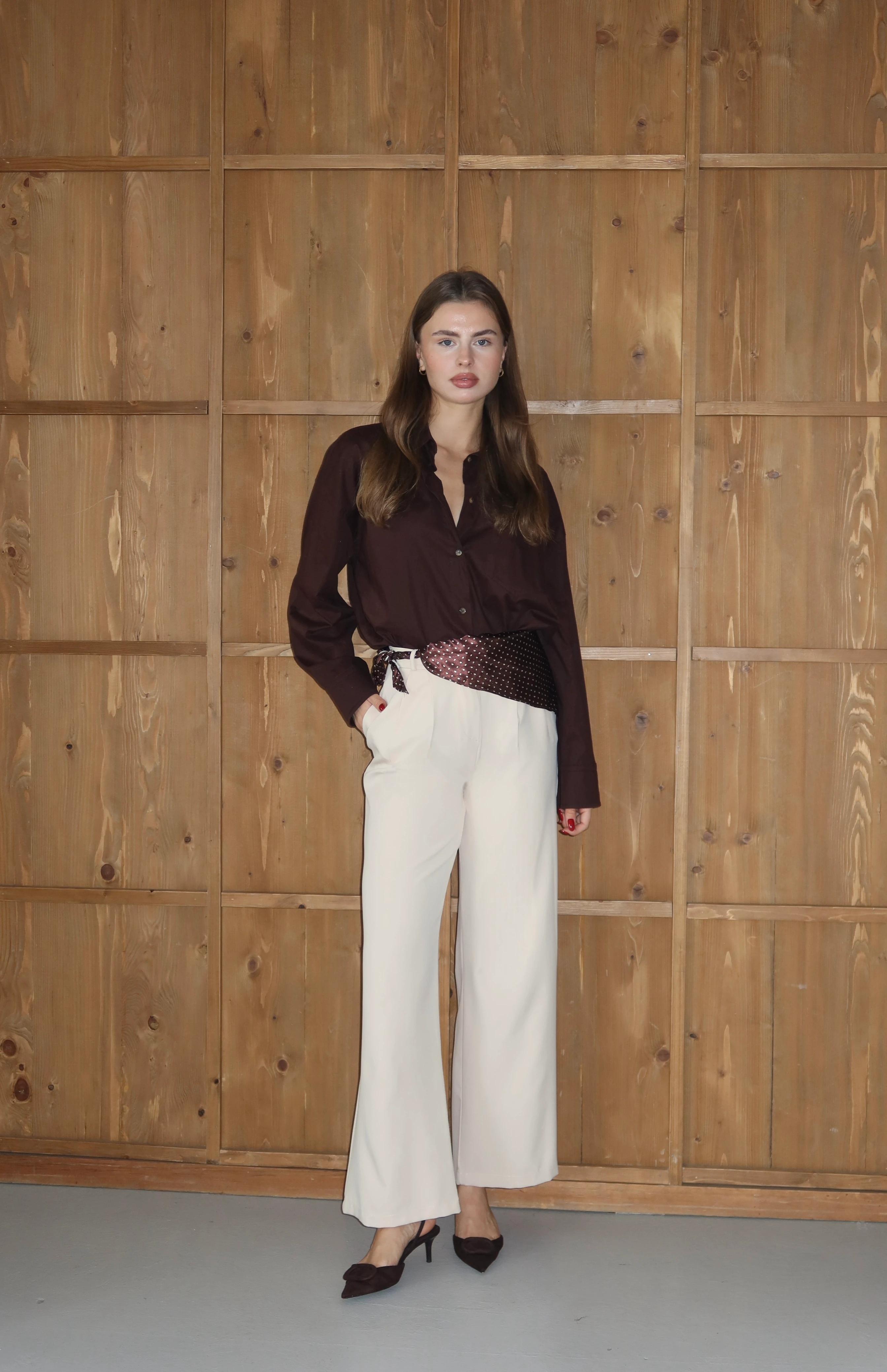 Şal Detaylı Palazzo Pantolon