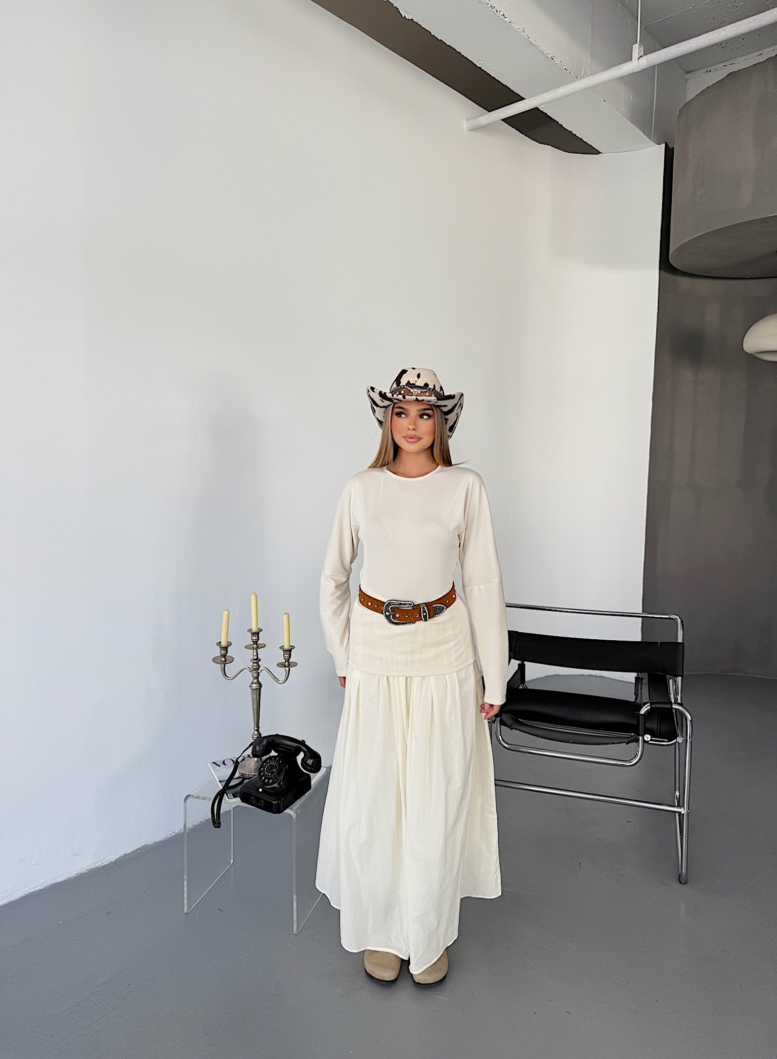 Boho Western Takım - Beyaz