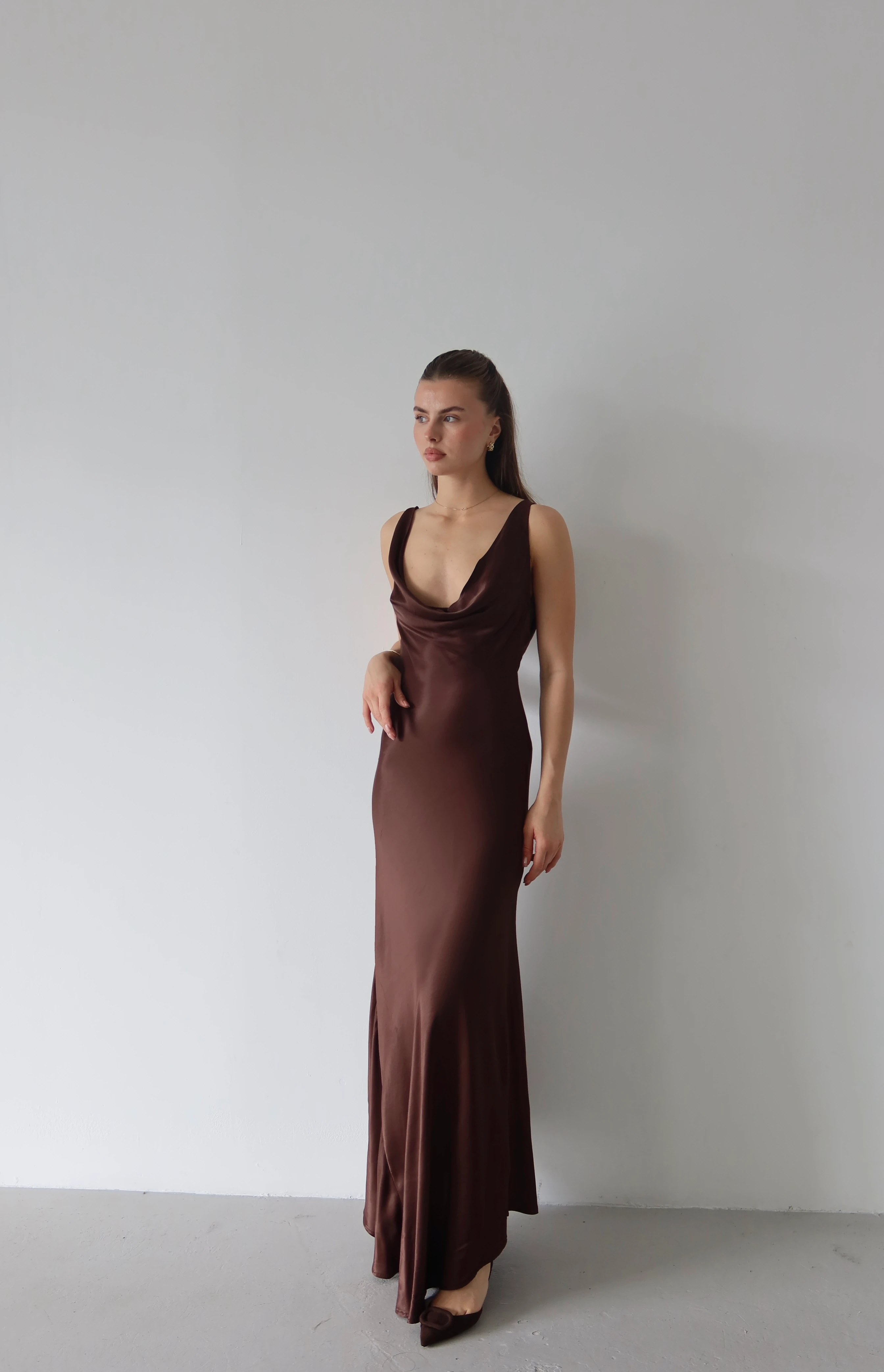 Luna Saten Maxi Elbise