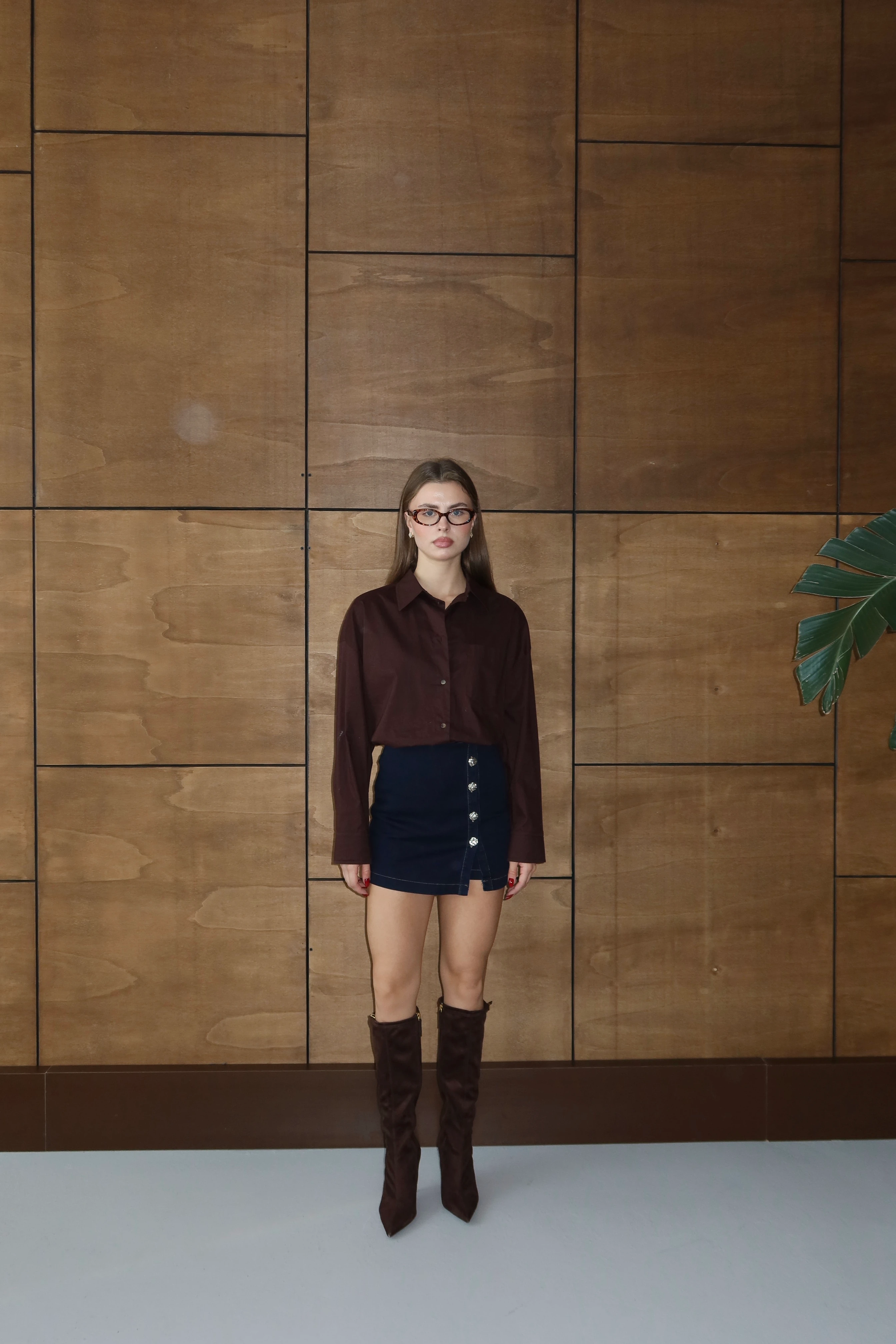 Luna Denim Düğmeli Etek - Lacivert