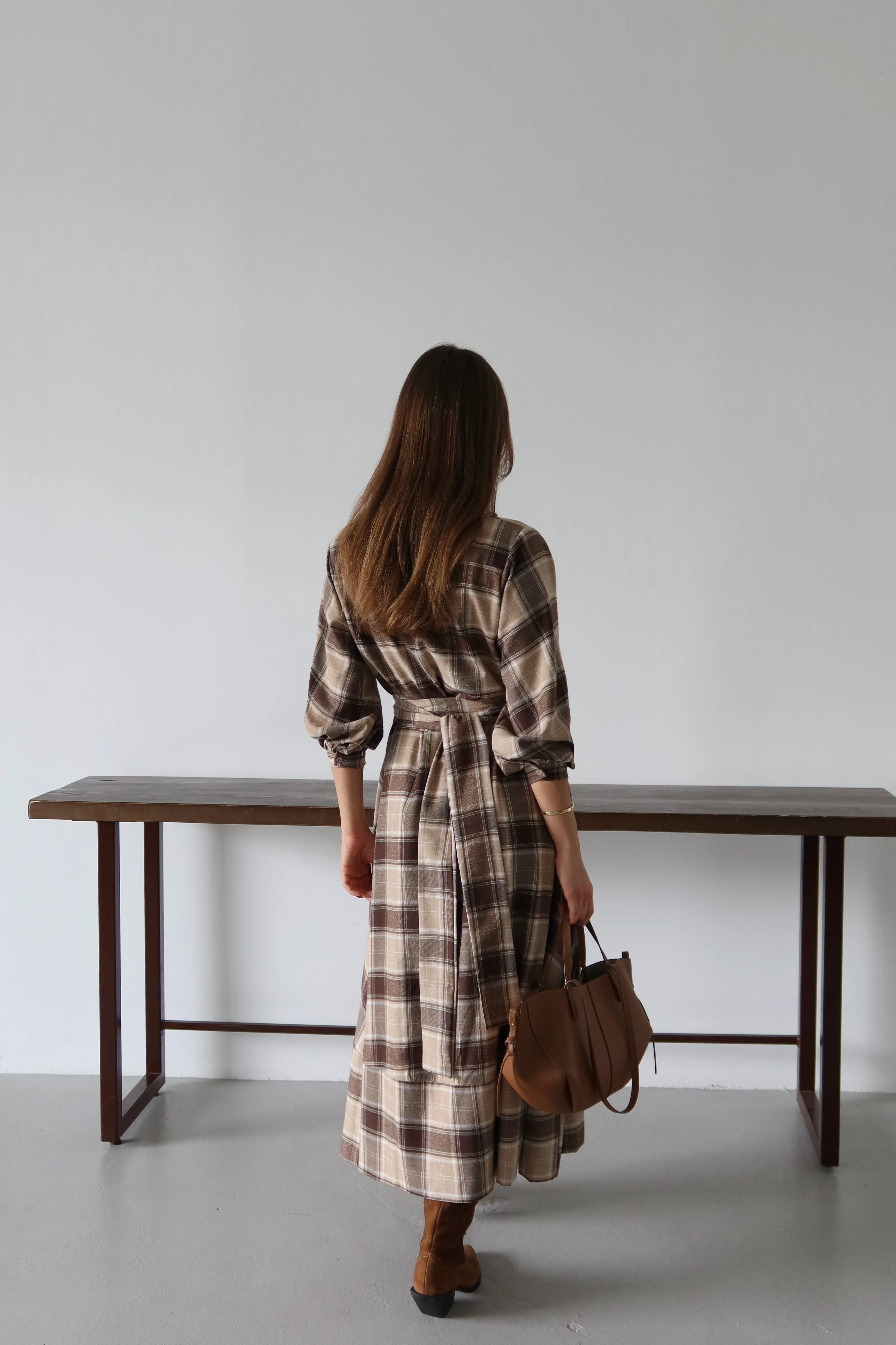 Luna Ekose Midi Elbise