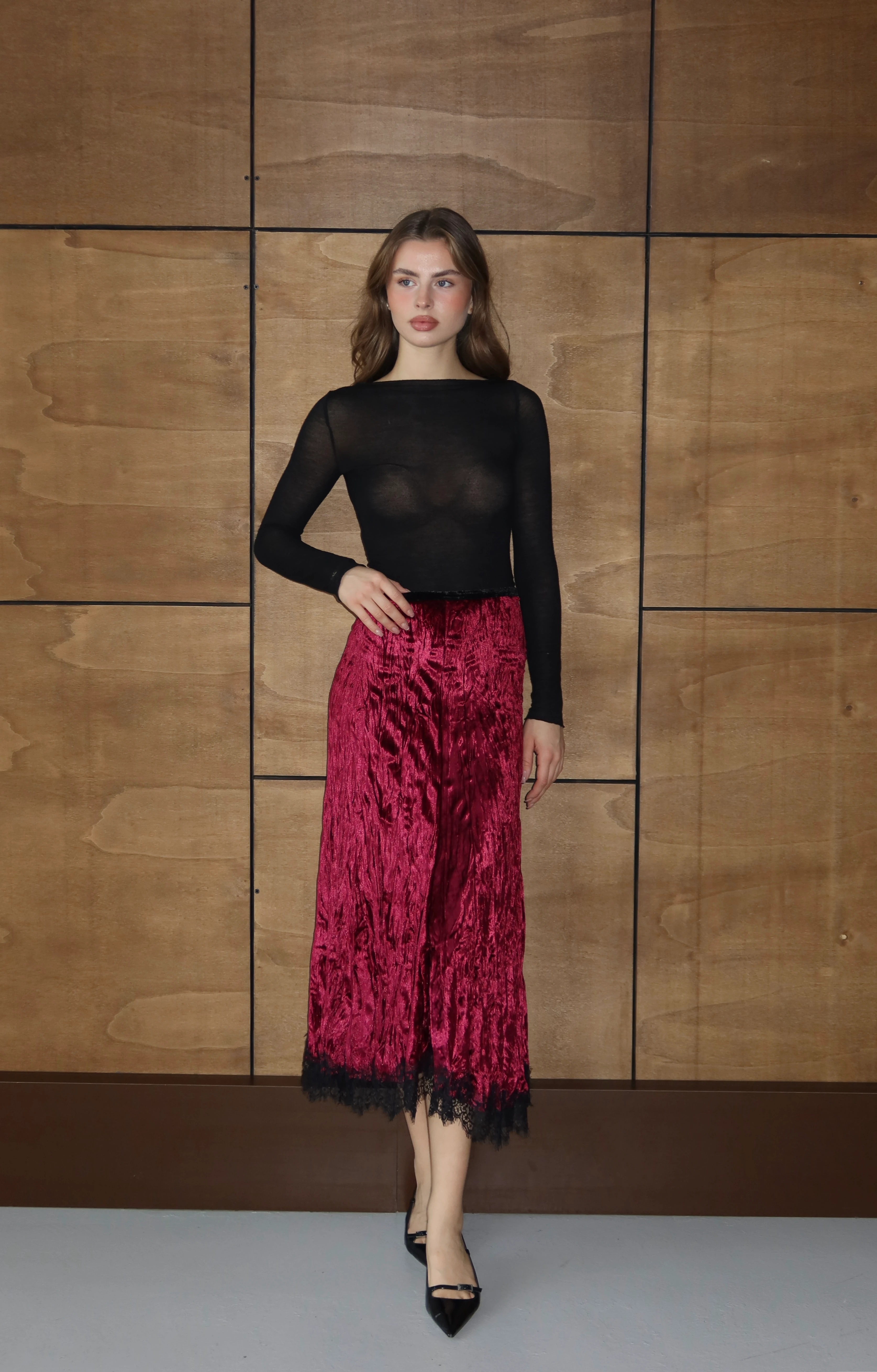 Kadife Dantel Mini Etek