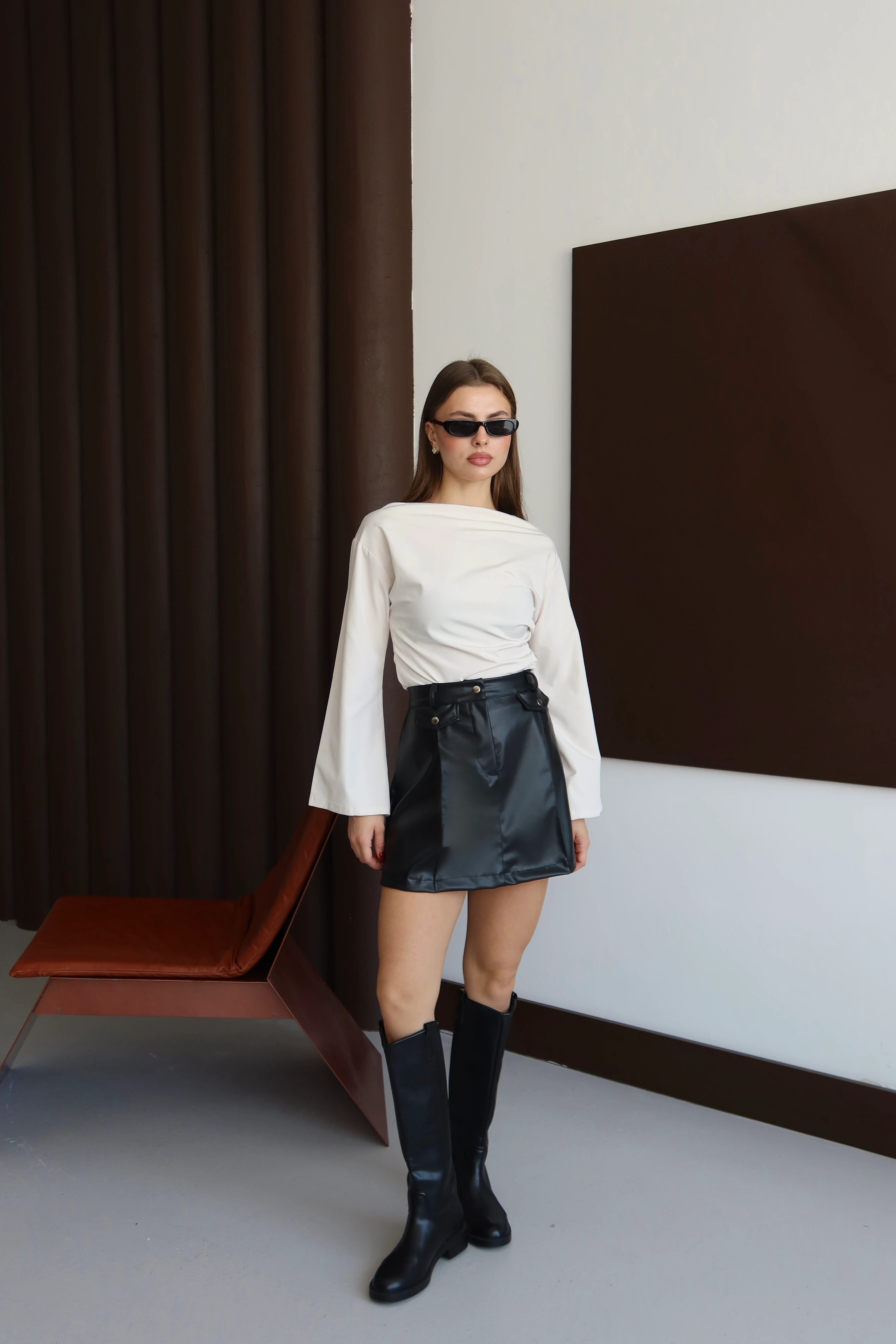 Muse Deri Etek - Siyah