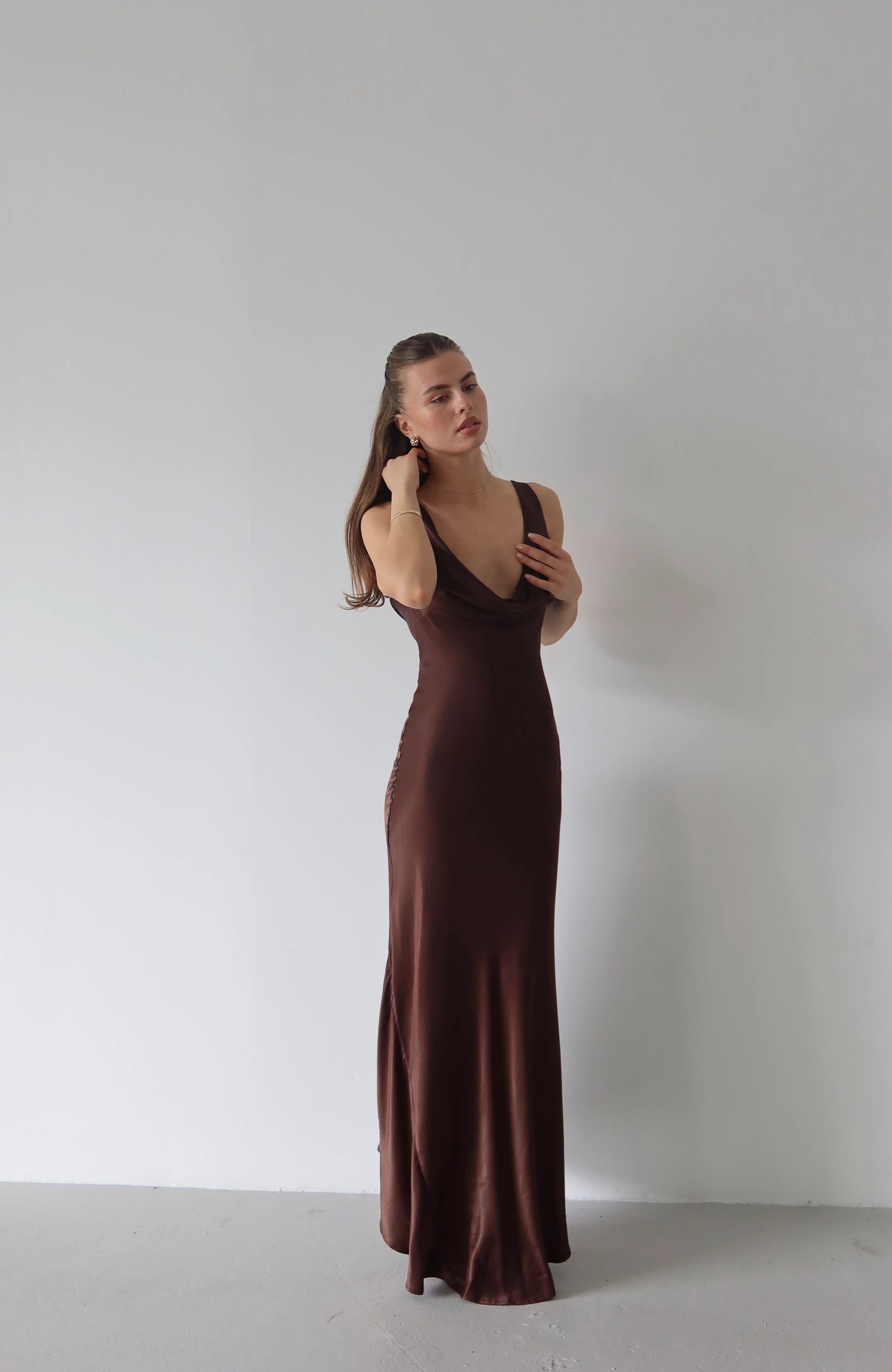 Luna Saten Maxi Elbise