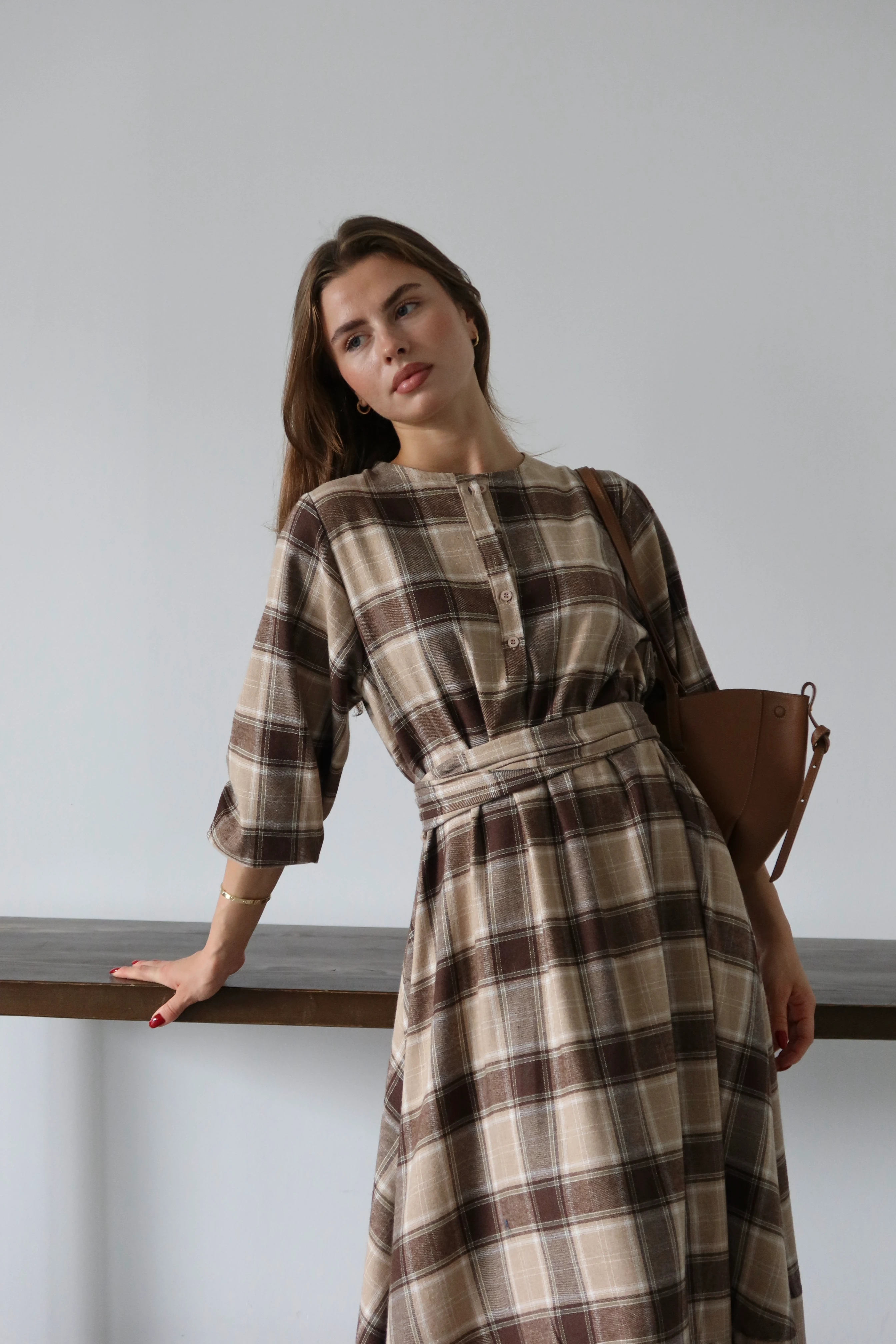 Luna Ekose Midi Elbise