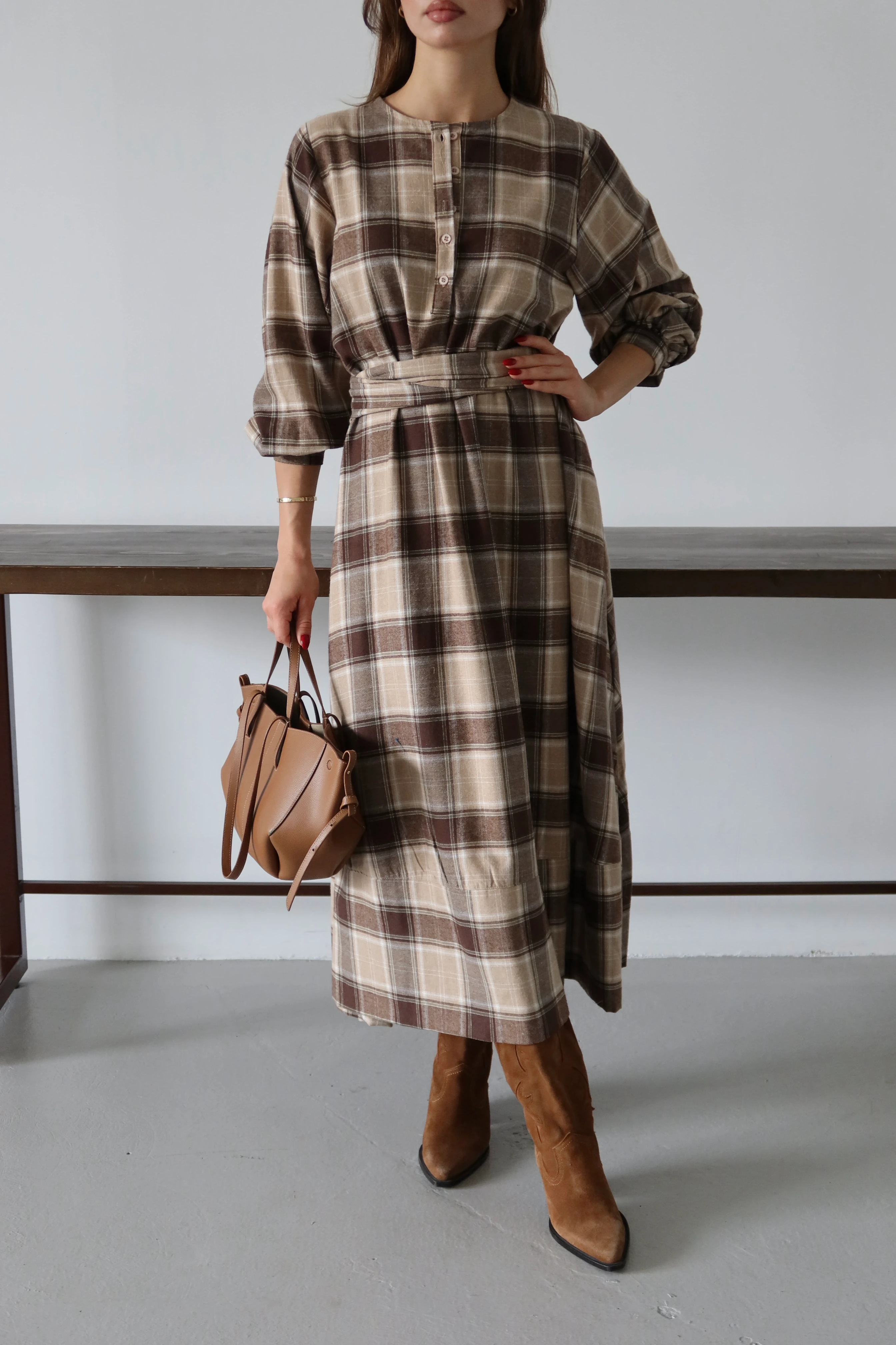 Luna Ekose Midi Elbise