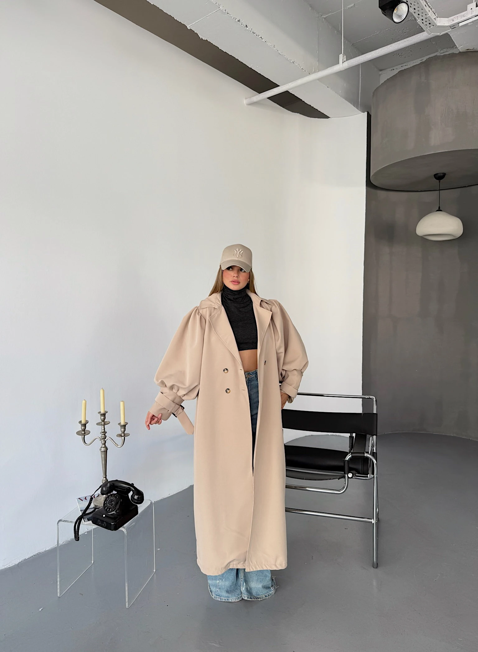 Balon Kol Trençkot - Bej