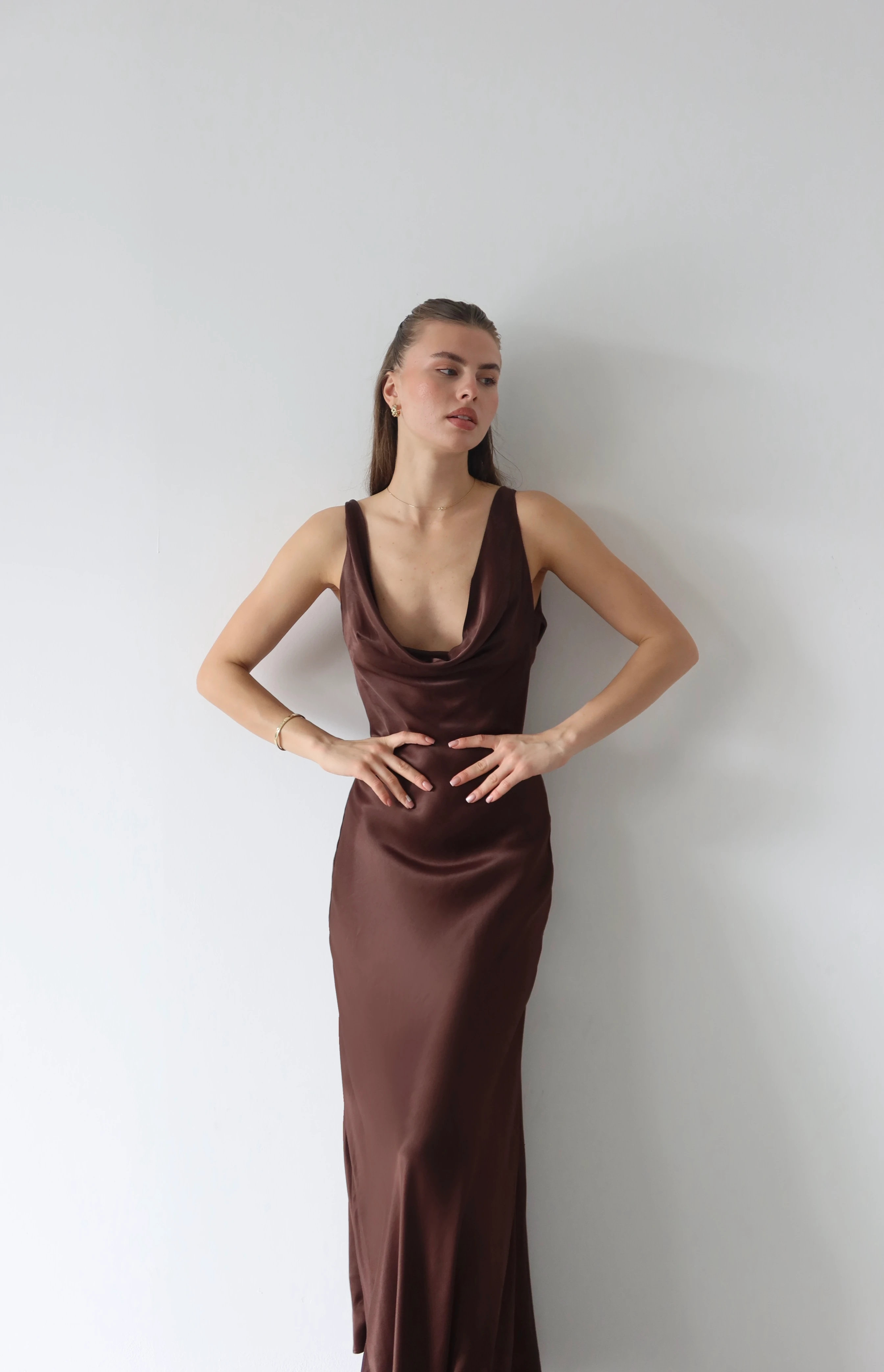 Luna Saten Maxi Elbise