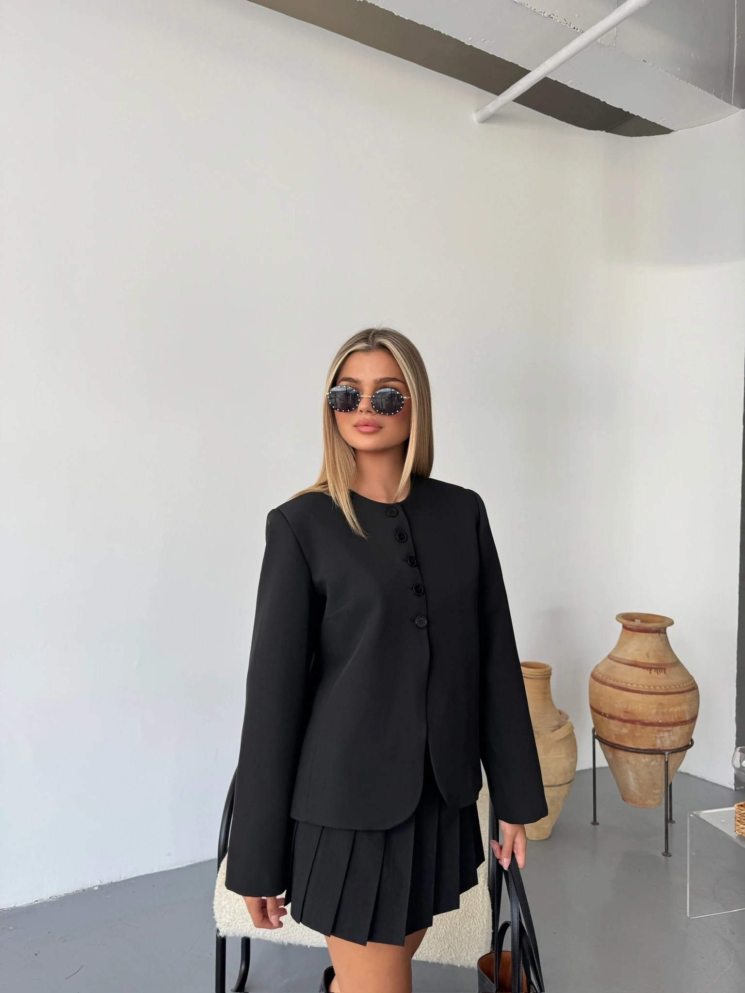 Minimal Dokunuş Düğmeli Ceket - S