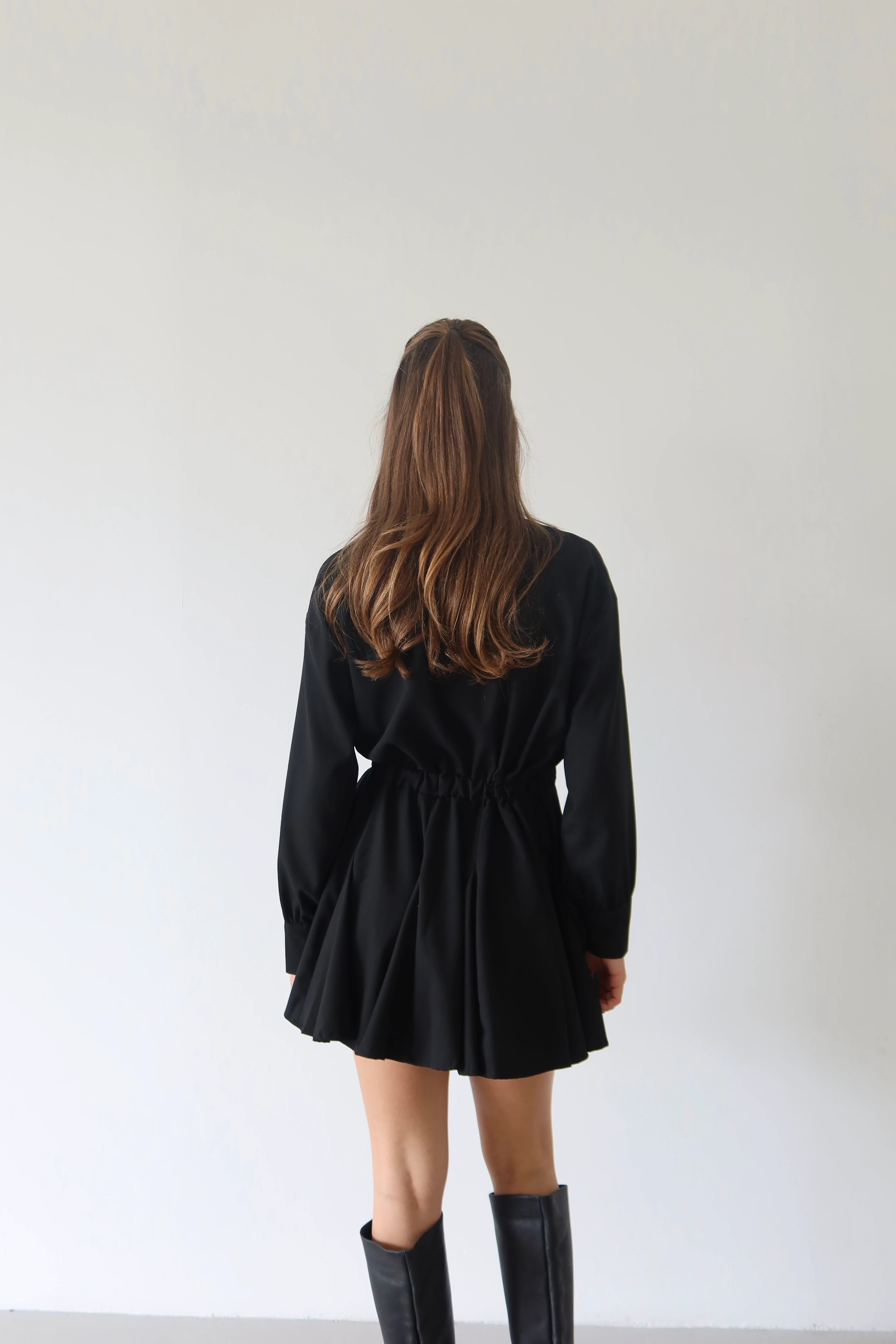 Bel Vurgulu Gömlek Elbise