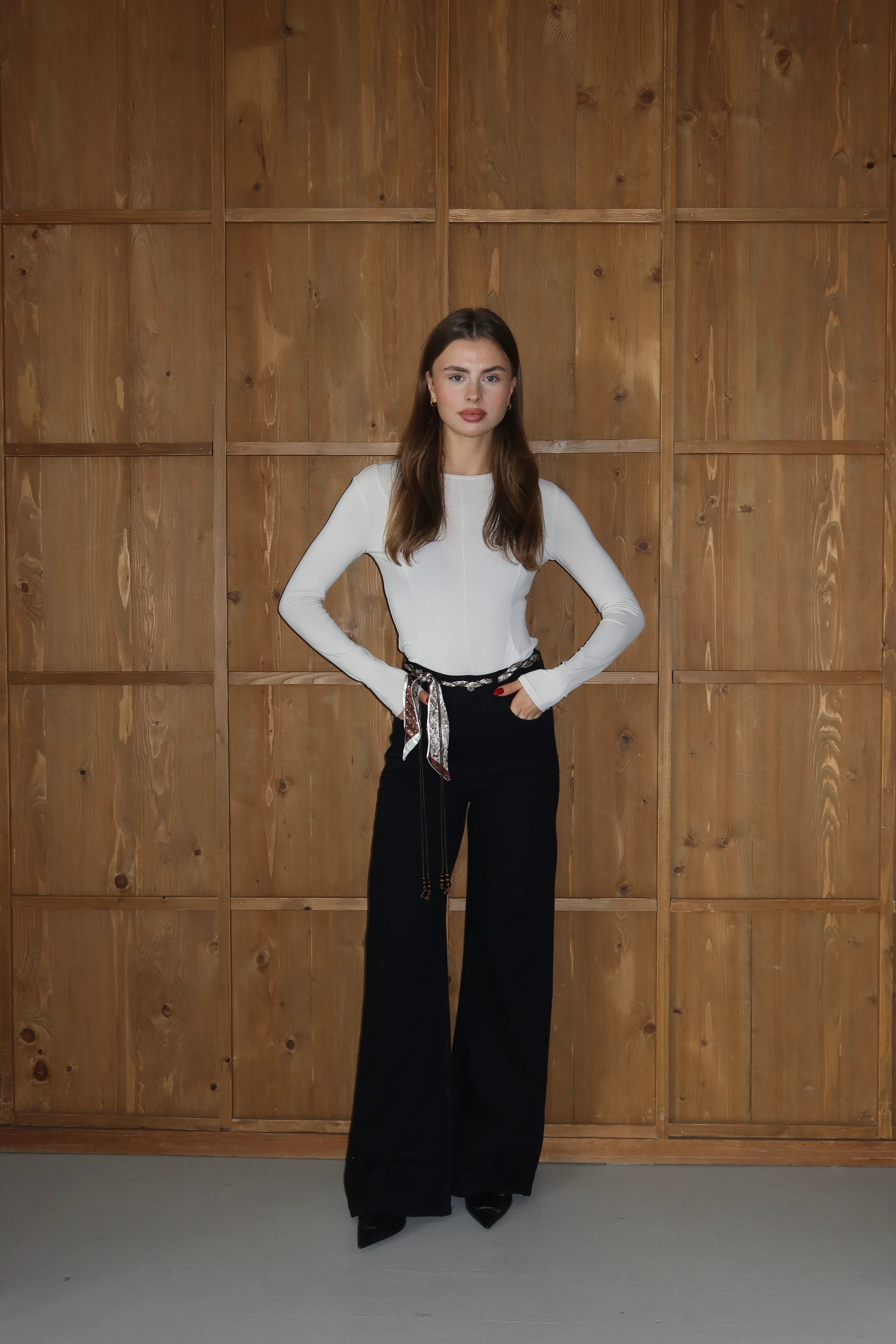 Fular Detaylı Denim - Siyah