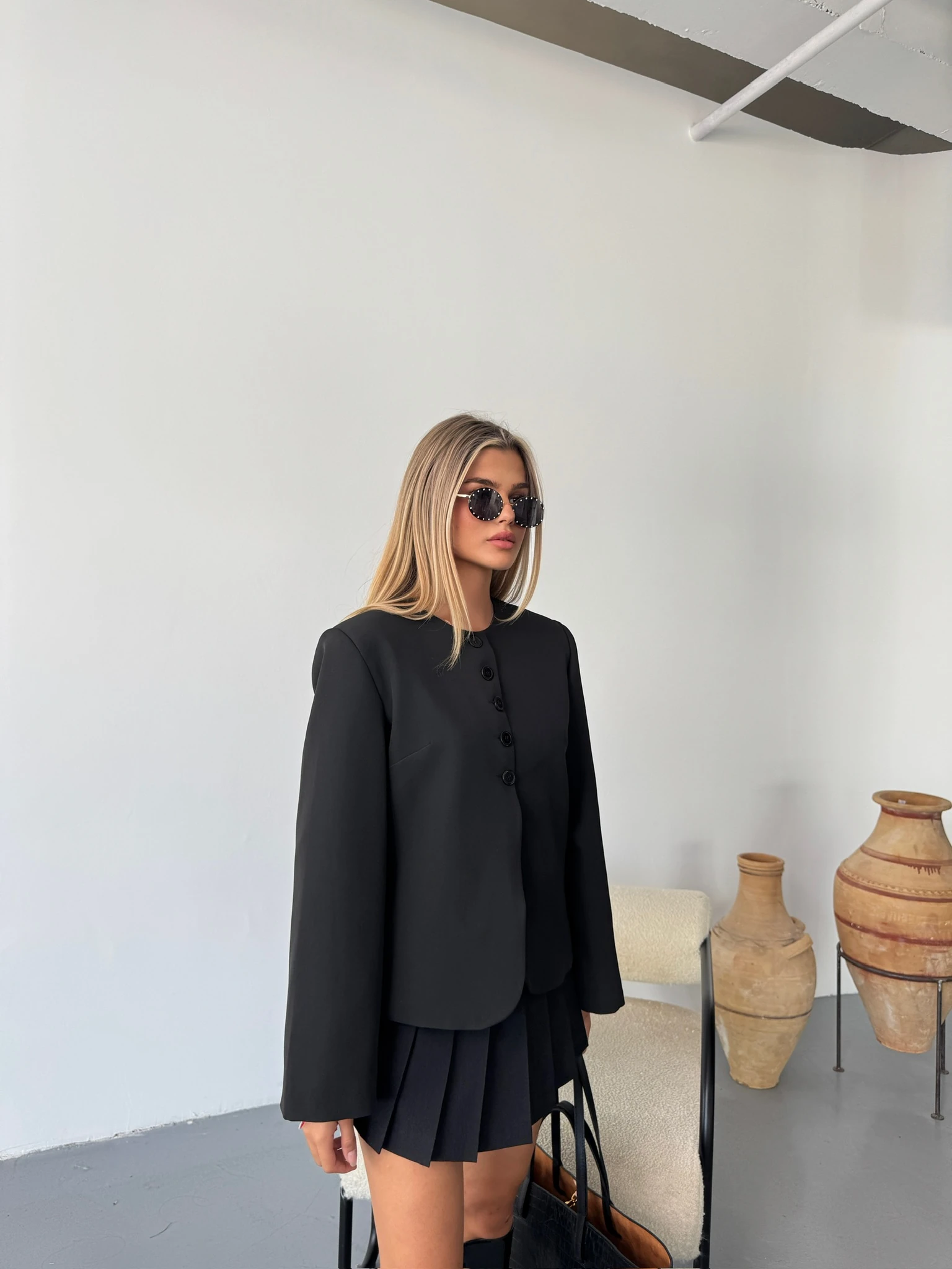 Minimal Dokunuş Düğmeli Ceket