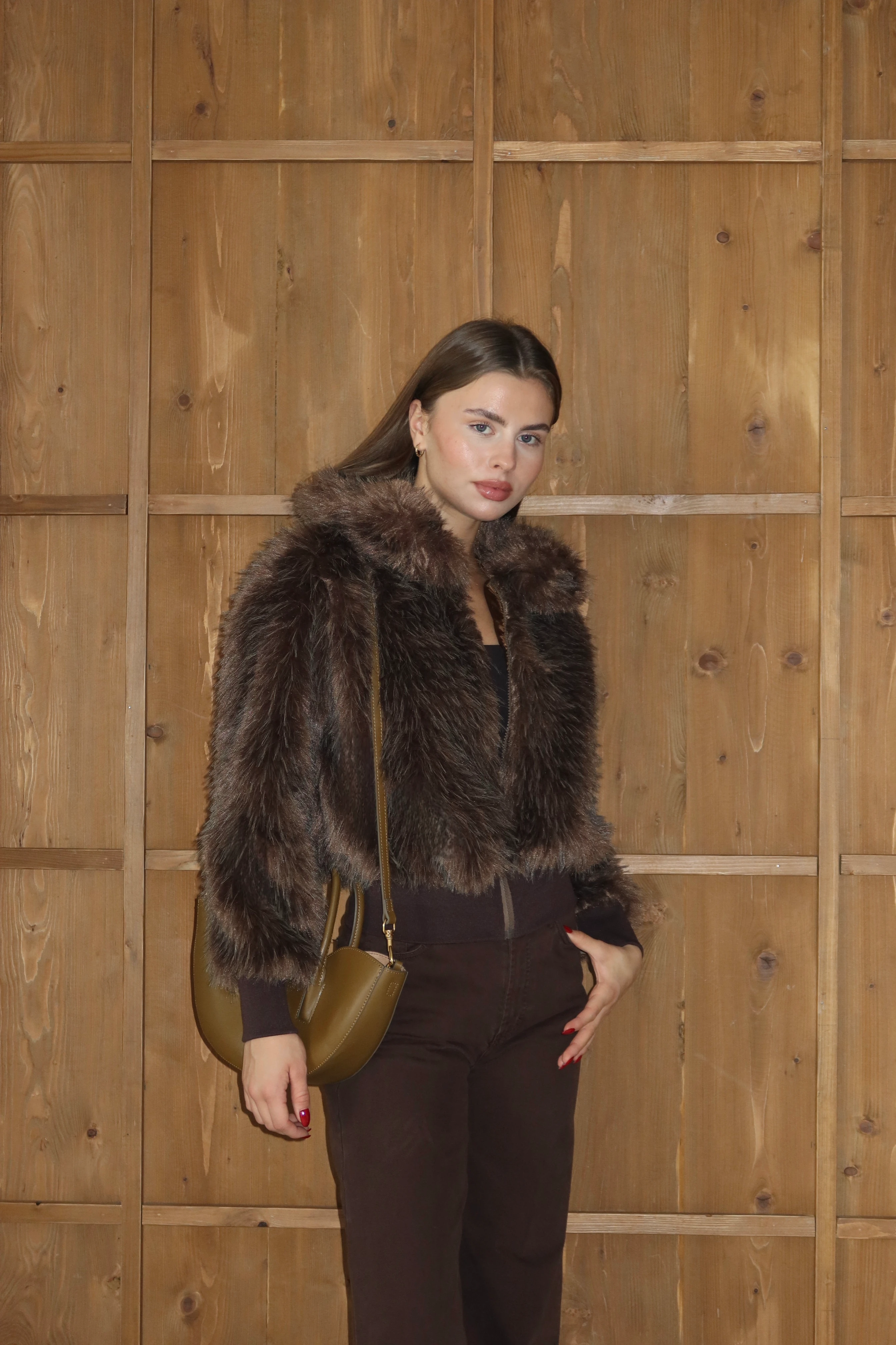 Yumuşak Dokunuş Peluş Ceket - Kahverengi