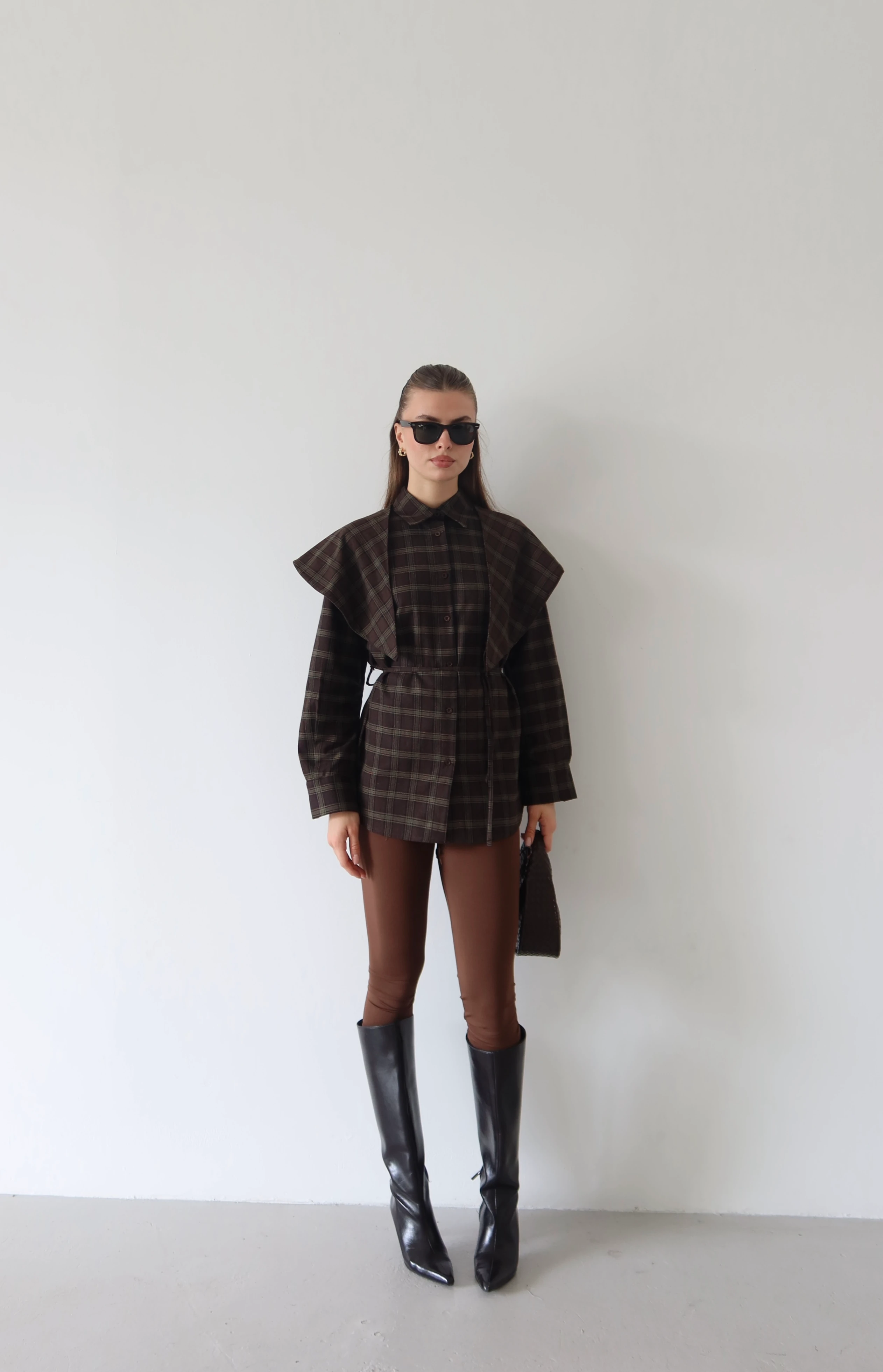 Volanlı Ekose Gömlek - Haki