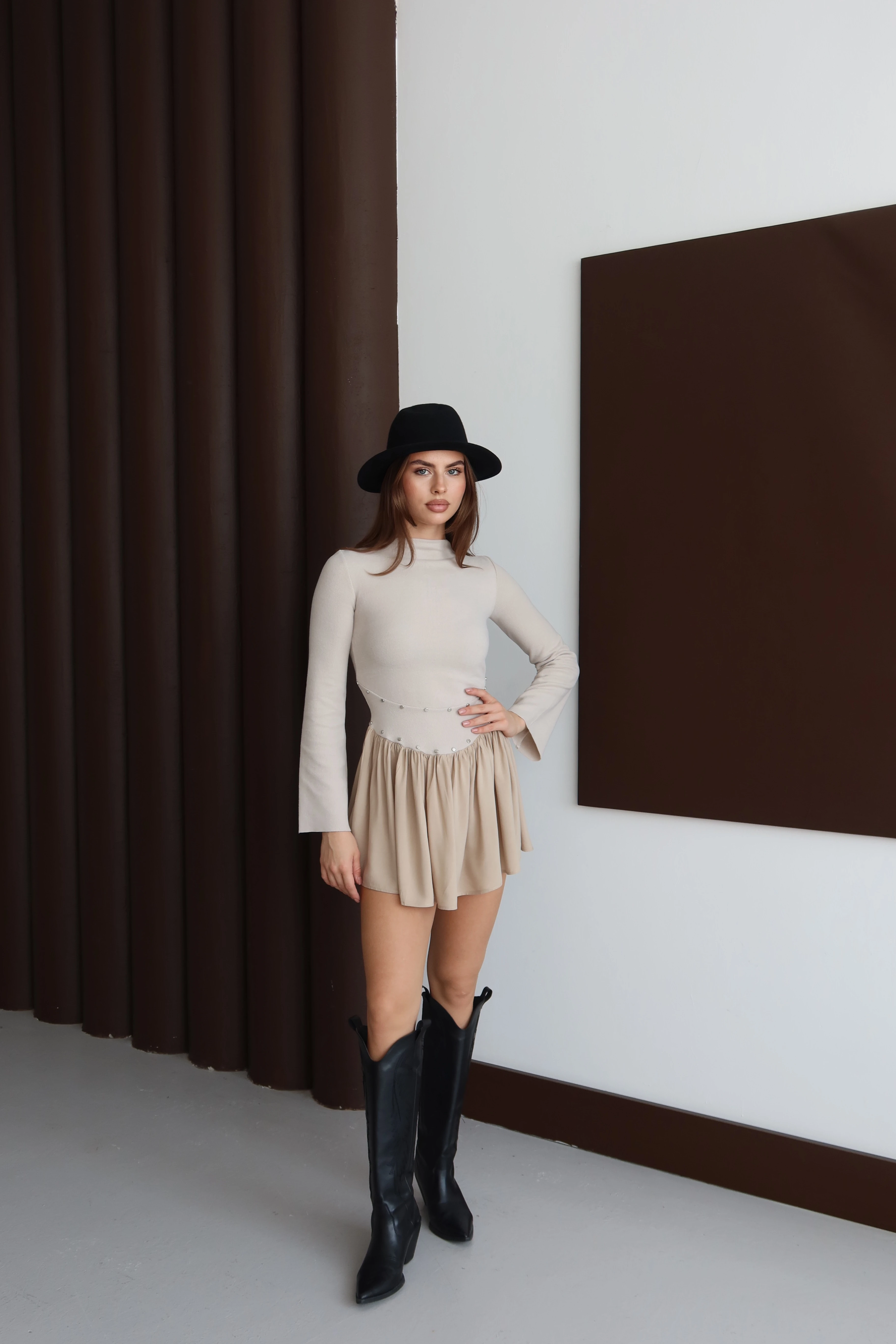 Luna Belle Elbise - Bej