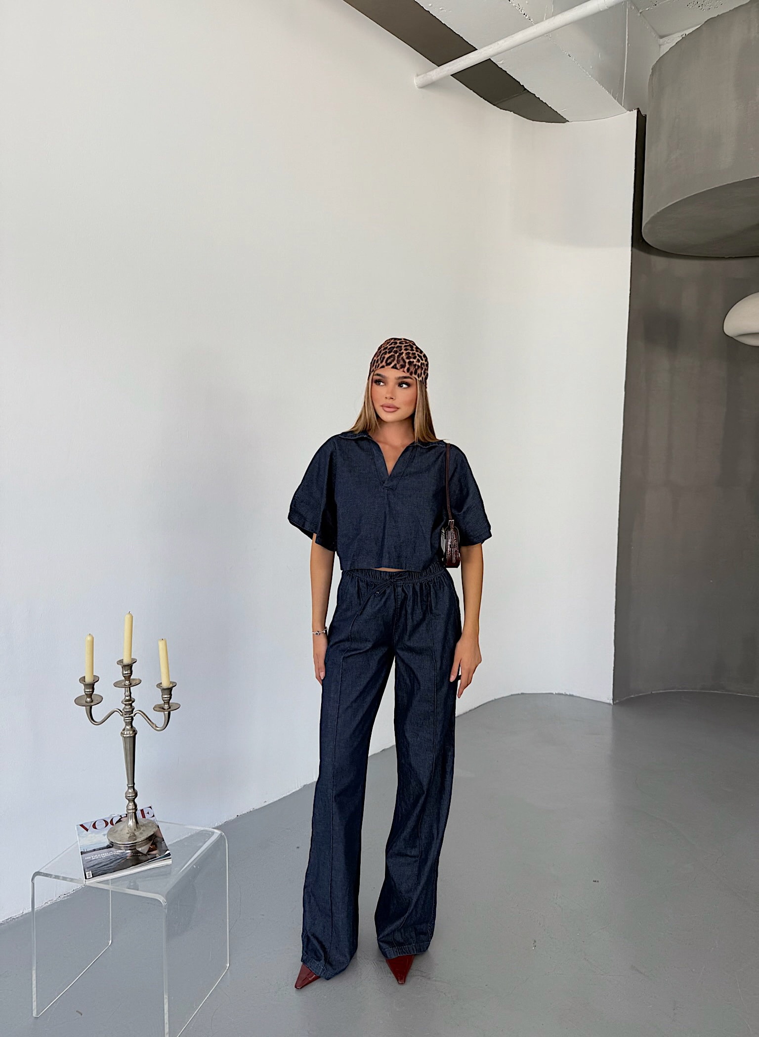 Denim Oversize İkili Takım - Mavi
