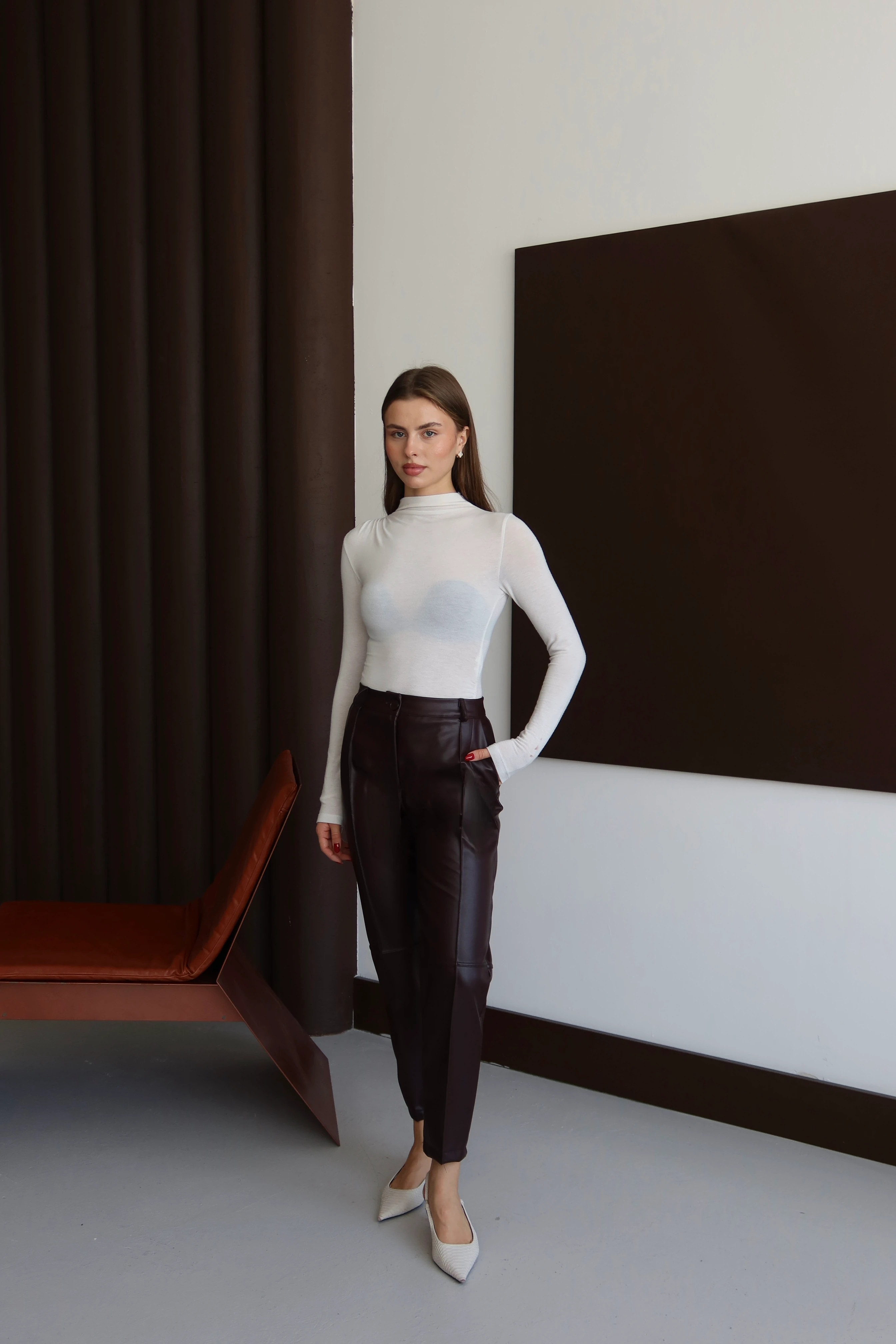 Siena Deri Pantolon - Bordo