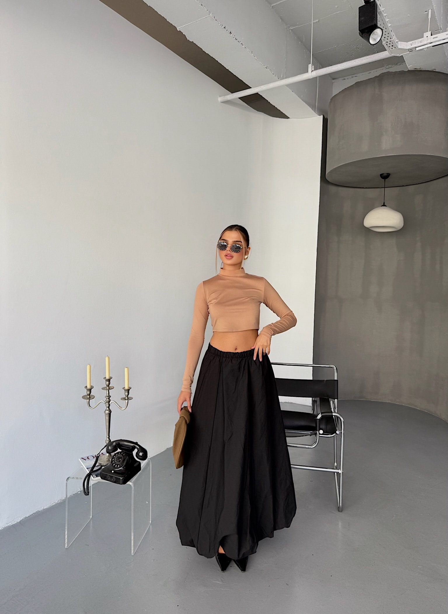 Minimalist Maxi Etek - Siyah