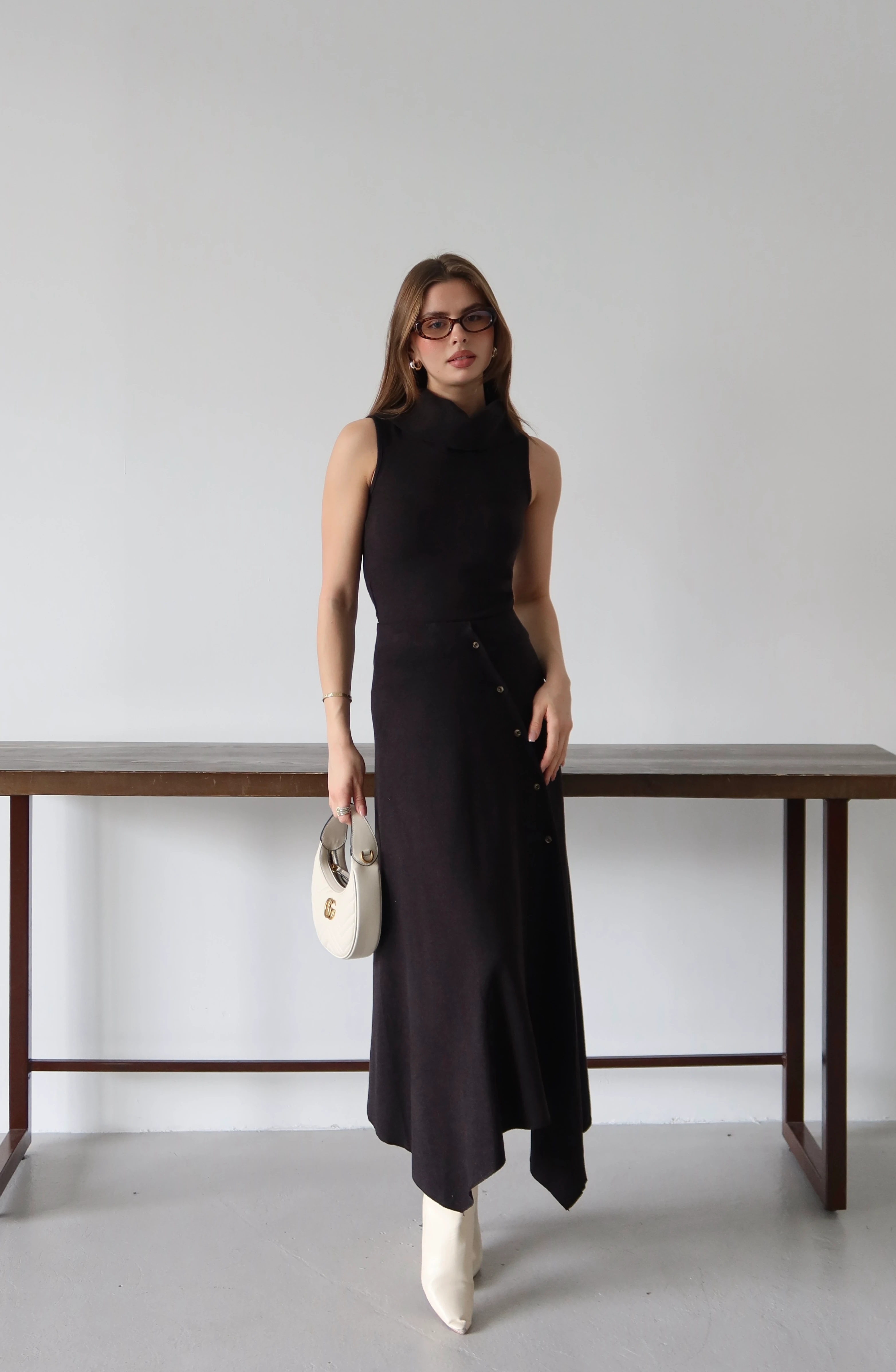 Asil Boğazlı Triko Takım - Kahverengi