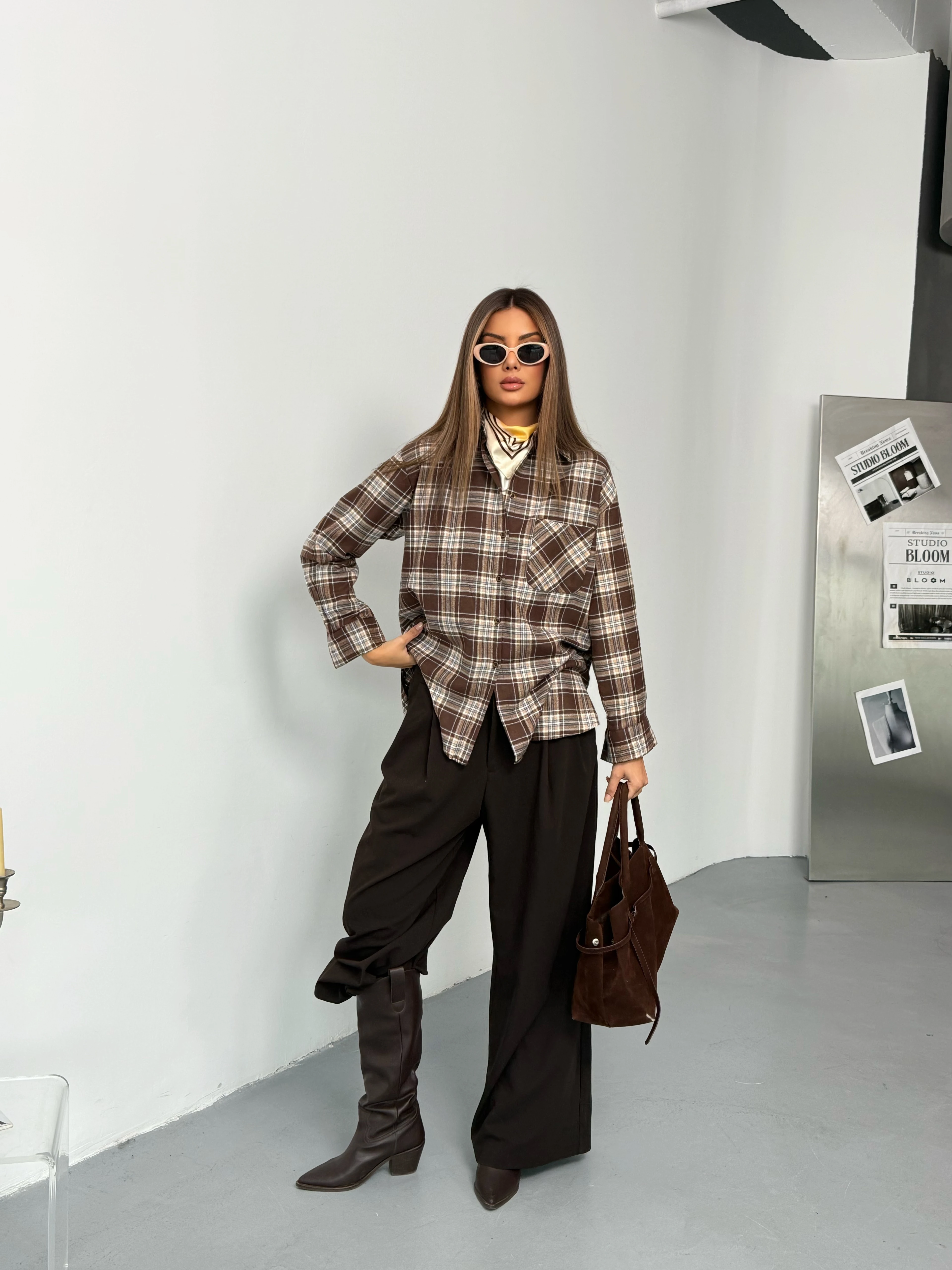 Kare Dokunuş Gömlek - Kahverengi