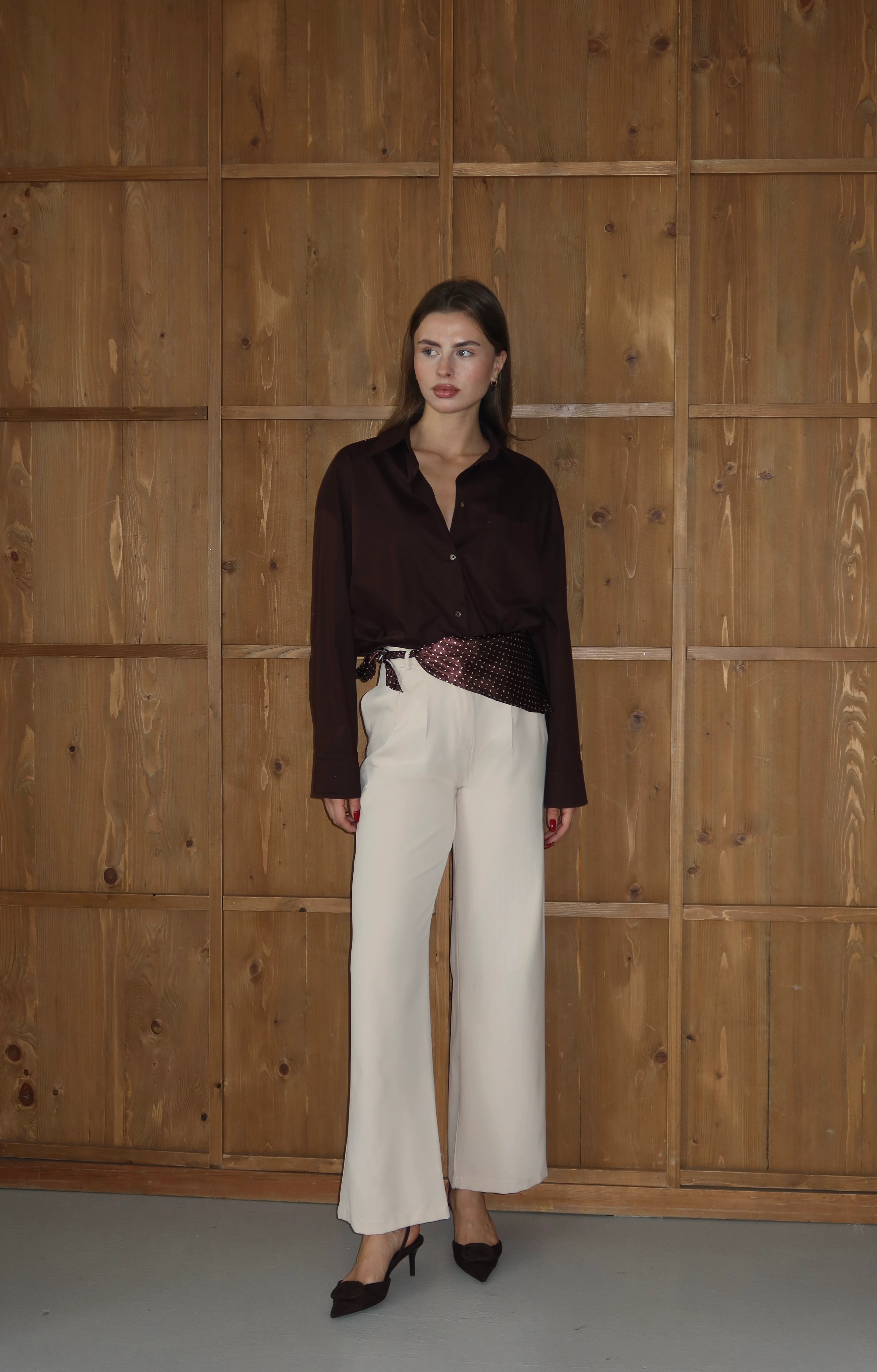 Şal Detaylı Palazzo Pantolon