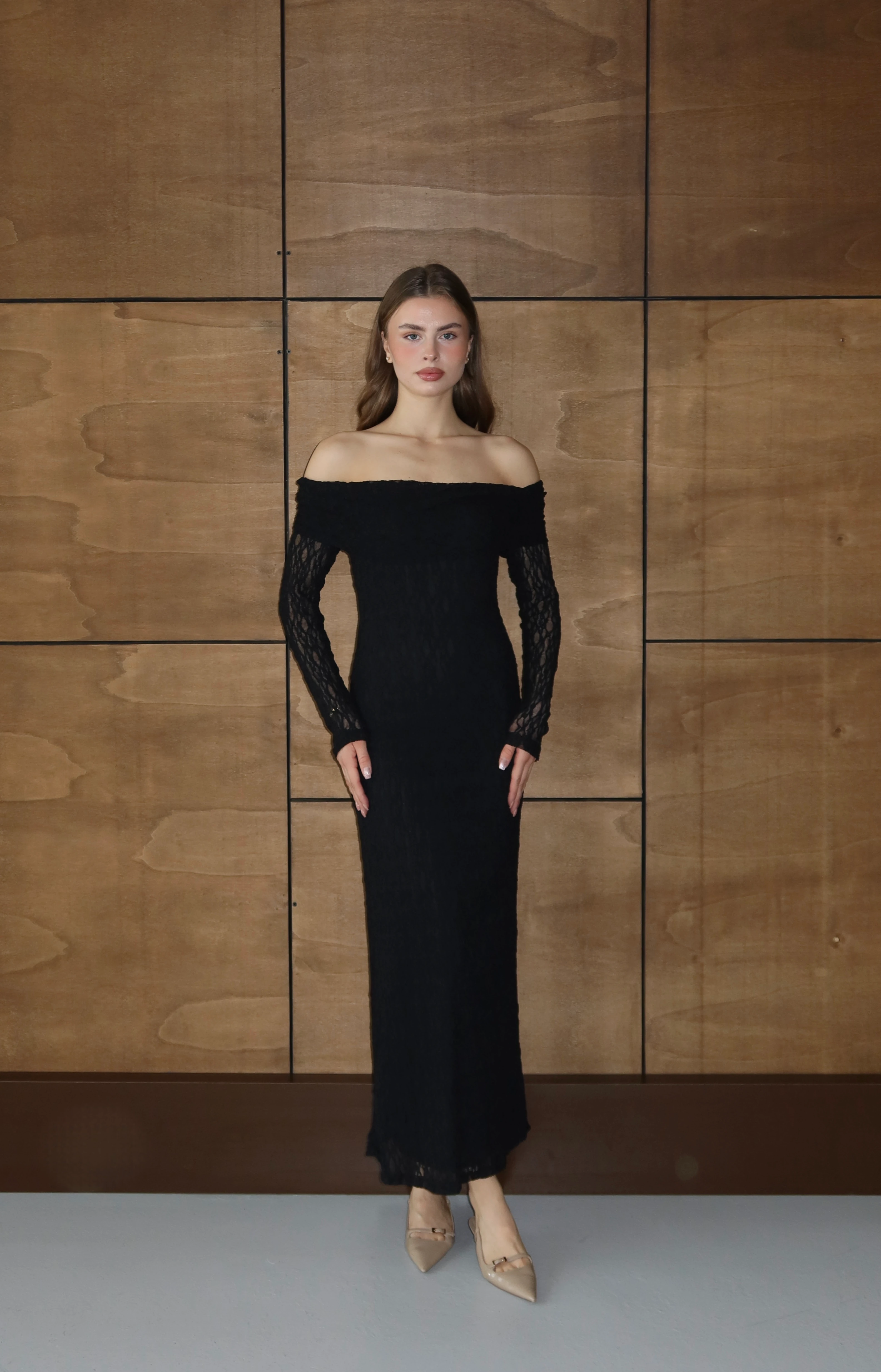 Gölge Silüet Elbise - Siyah