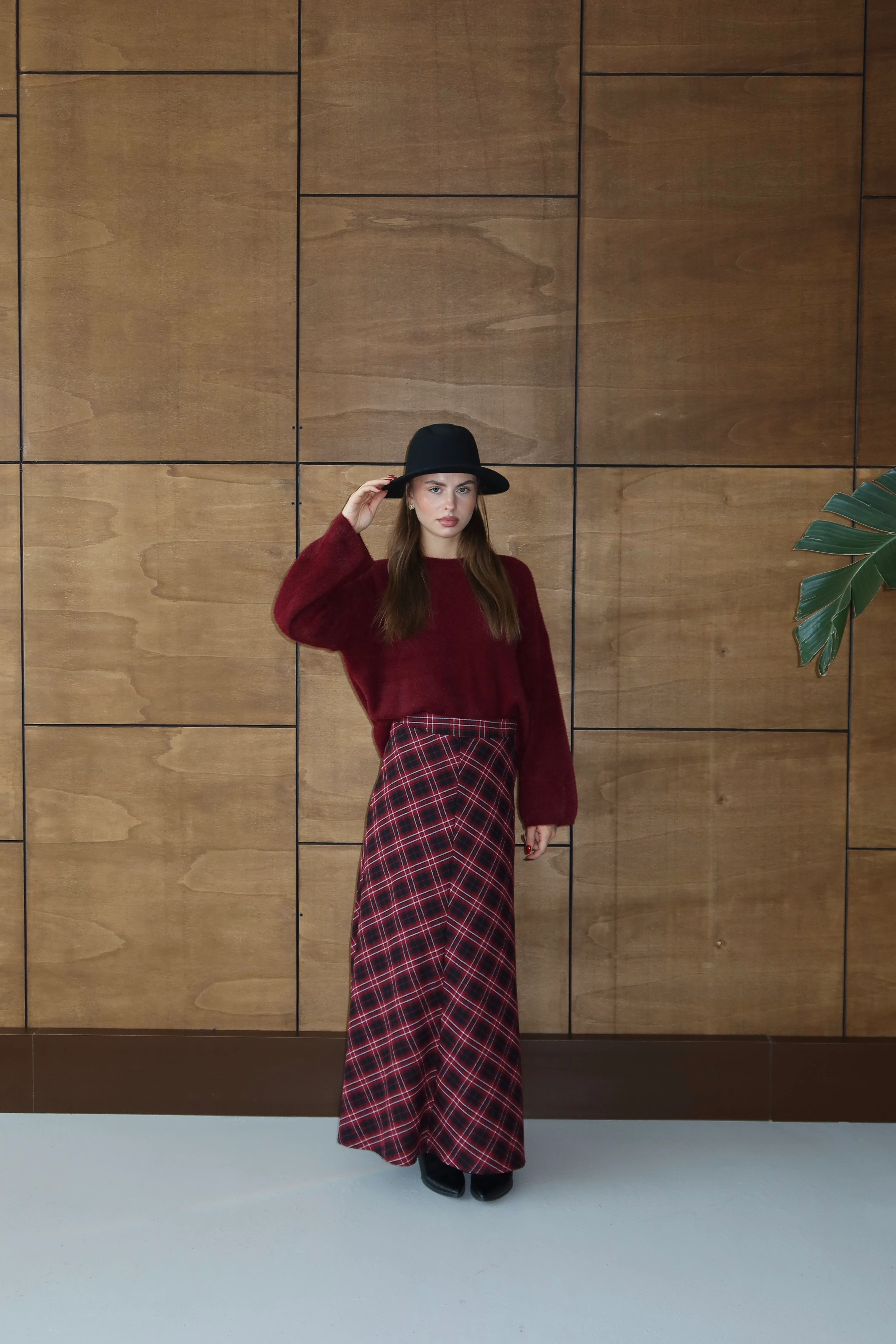 Ekose Rüya Etek - Kırmızı