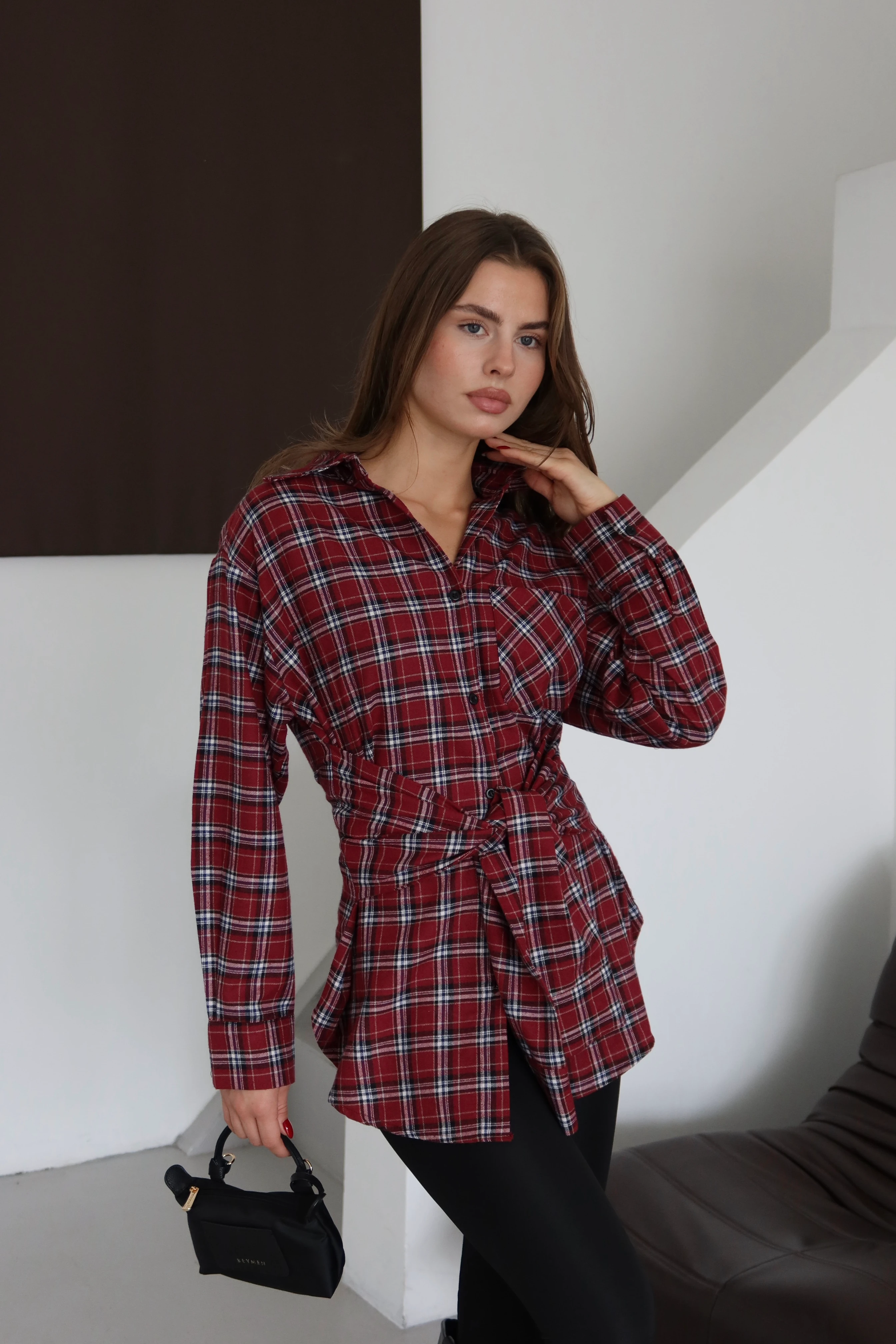 Ekoseli Dört Kollu Gömlek