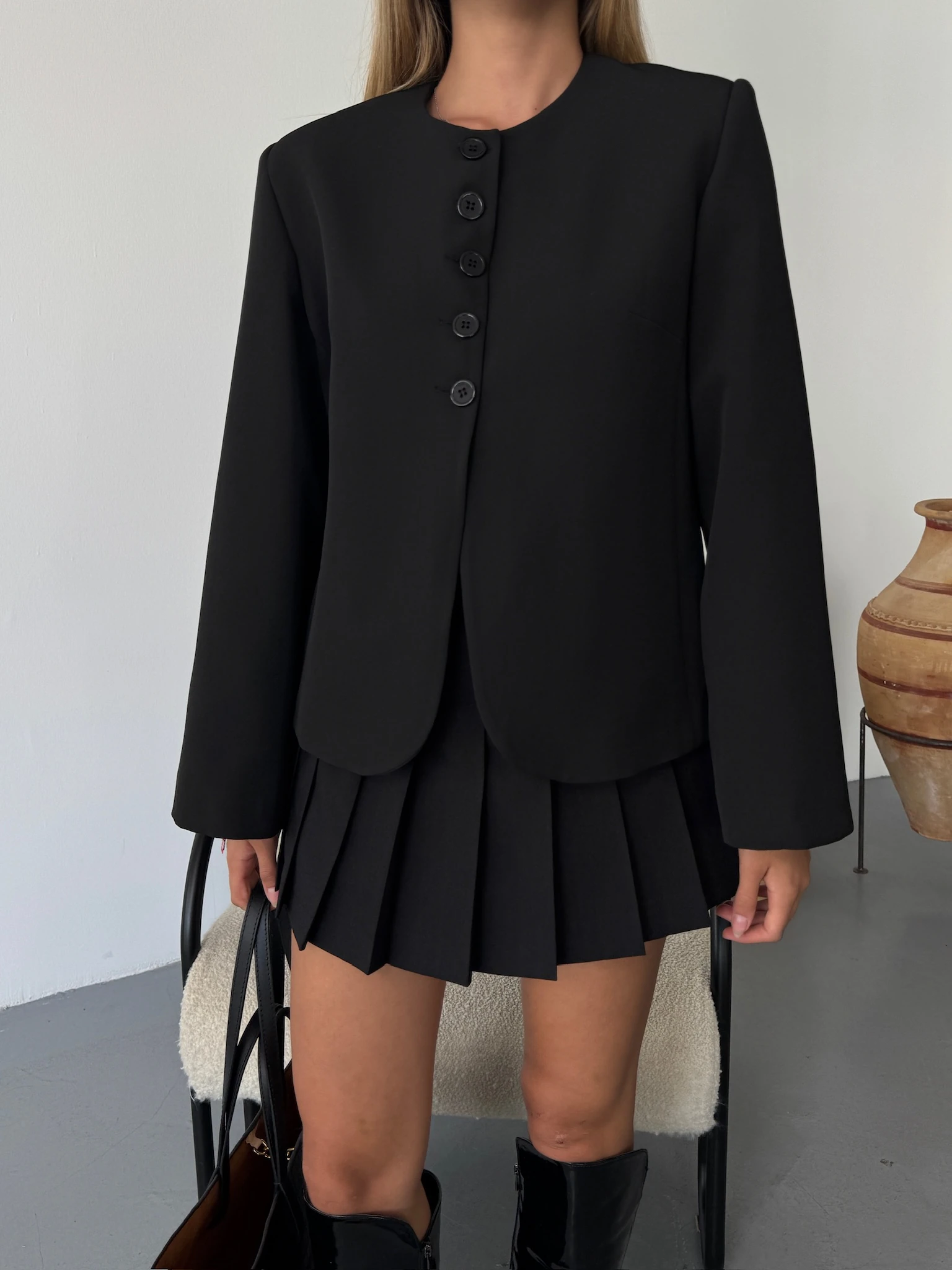 Minimal Dokunuş Düğmeli Ceket