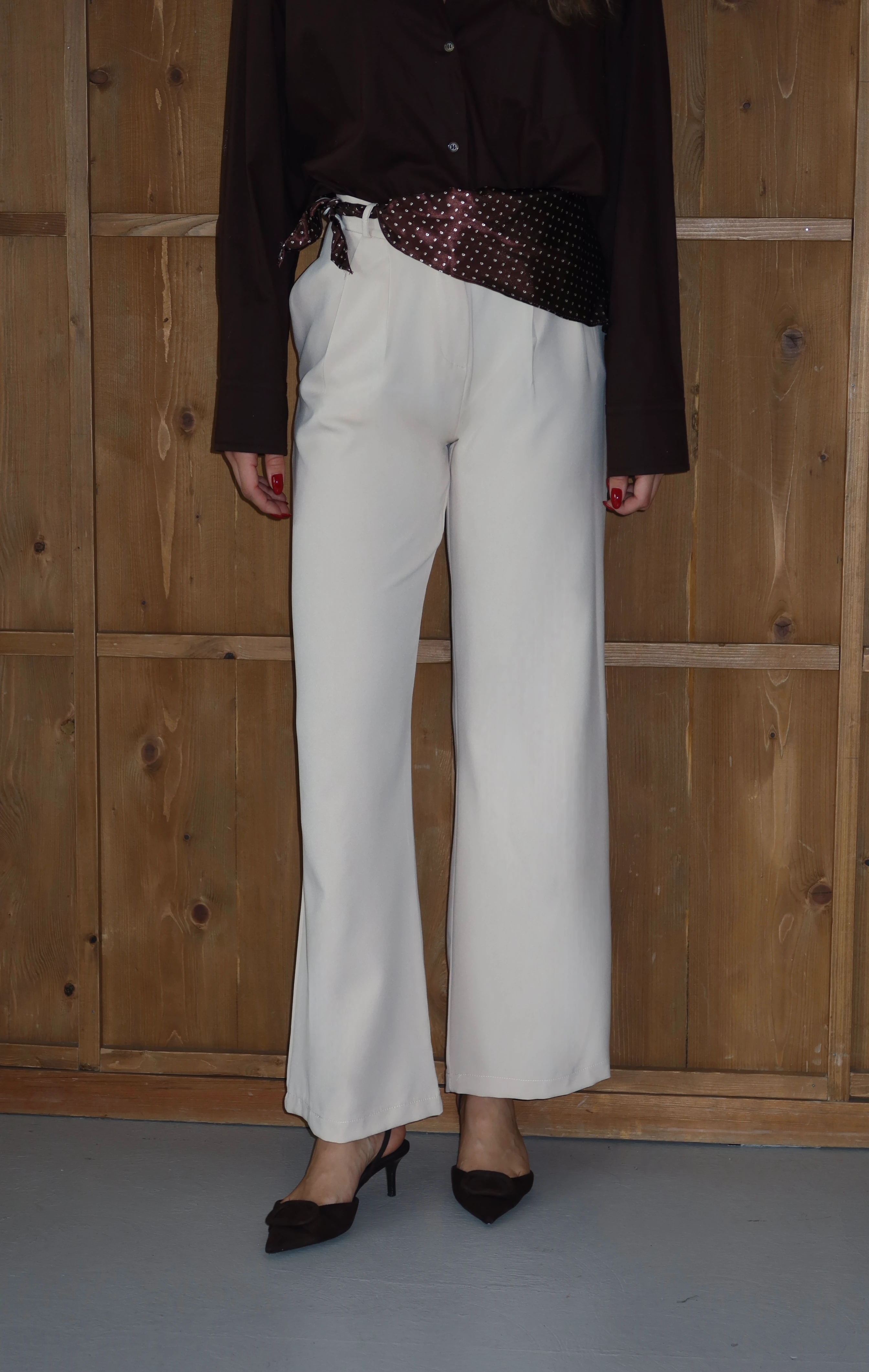 Şal Detaylı Palazzo Pantolon