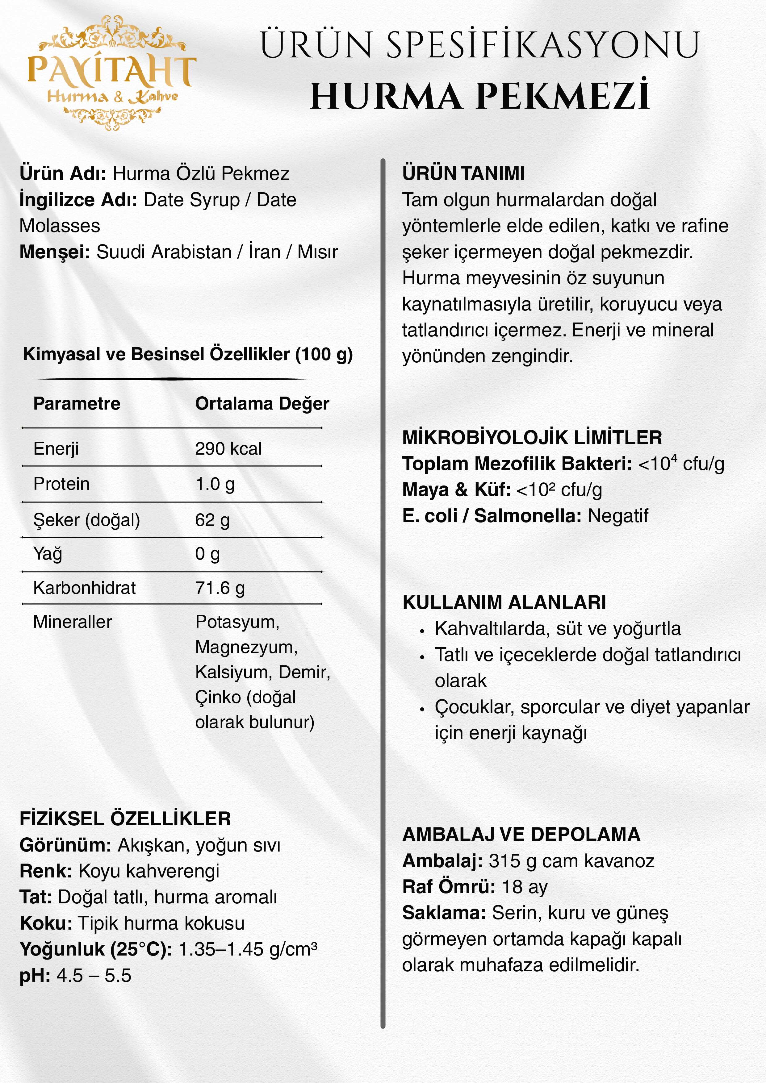 Hurma Özü Pekmezi Katkısız Şeker İlavesiz 315G Koruyucu İçermez %100 Doğal Pekmez 5 Adet