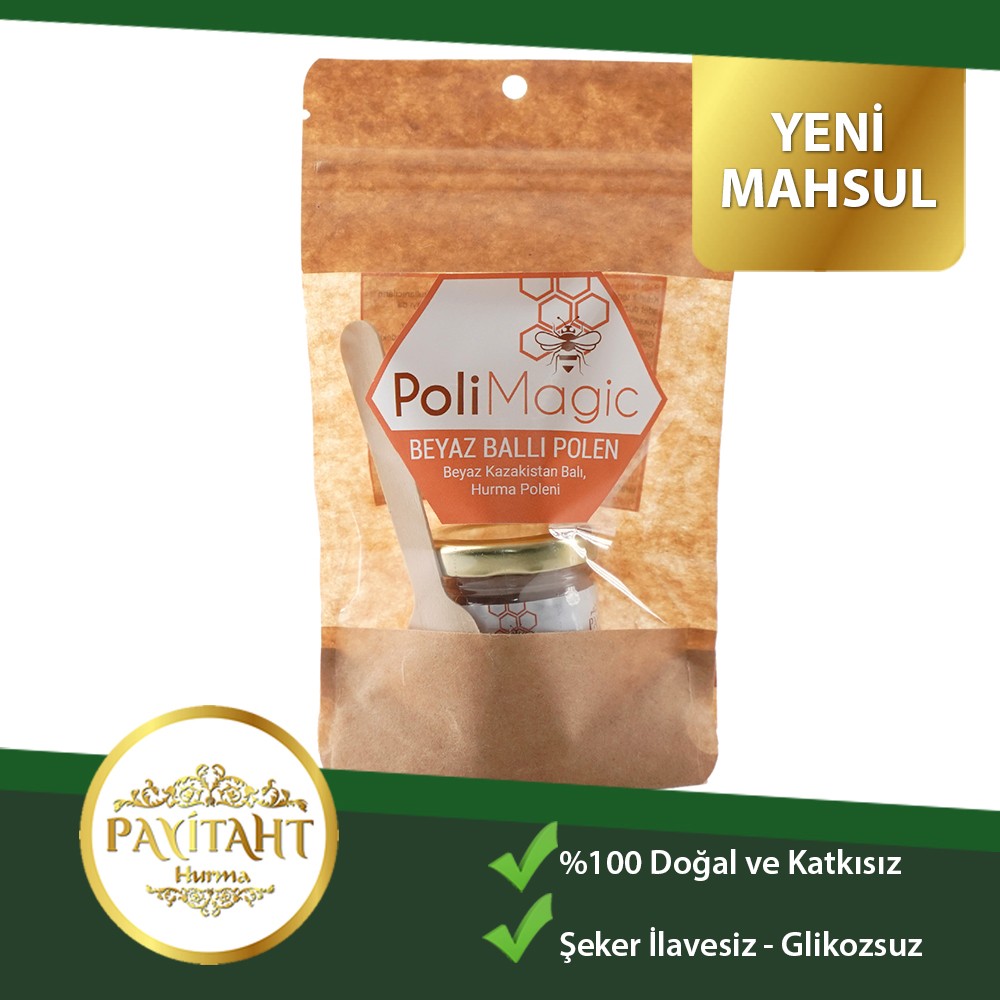 PAYİTAHT HURMA POLİMAGİC  KIRGIZİSTAN BEYAZ BALLI MEDİNE HURMA POLEN MİX HAFTALIK PAKET 50 GR