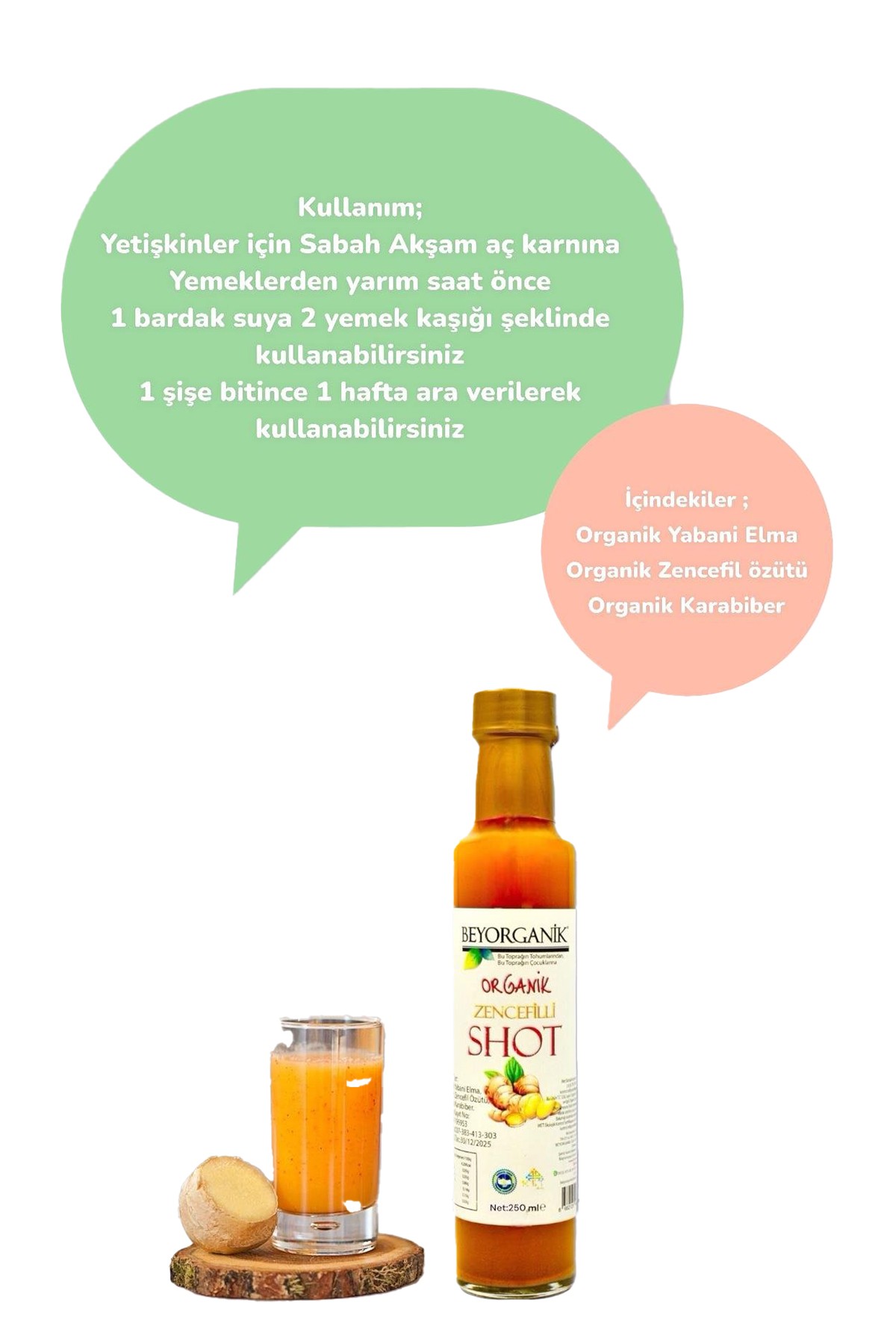 ORGANİK ZENCEFİLLİ SHOT 250ML