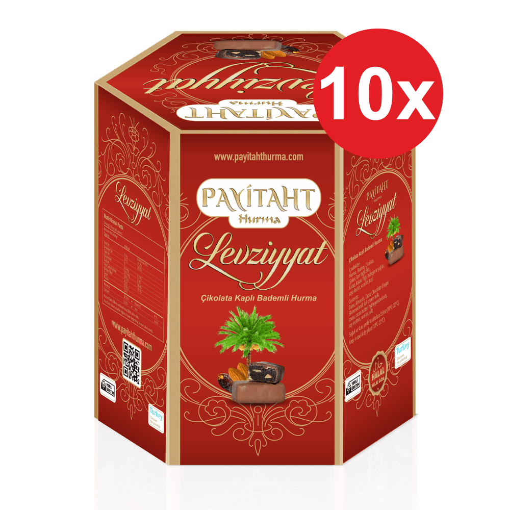 PAYITAHT DATE LEVZIYYAT DELIGHT MILK CHOCOLATE ALMOND DATES 250 GR 10 PACKAGE