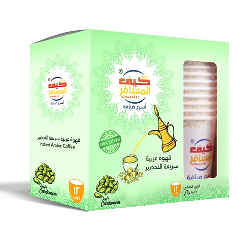 كيف المسافر - قهوة عربية سريعة التحضير مع الهيل 12×5 غرام
