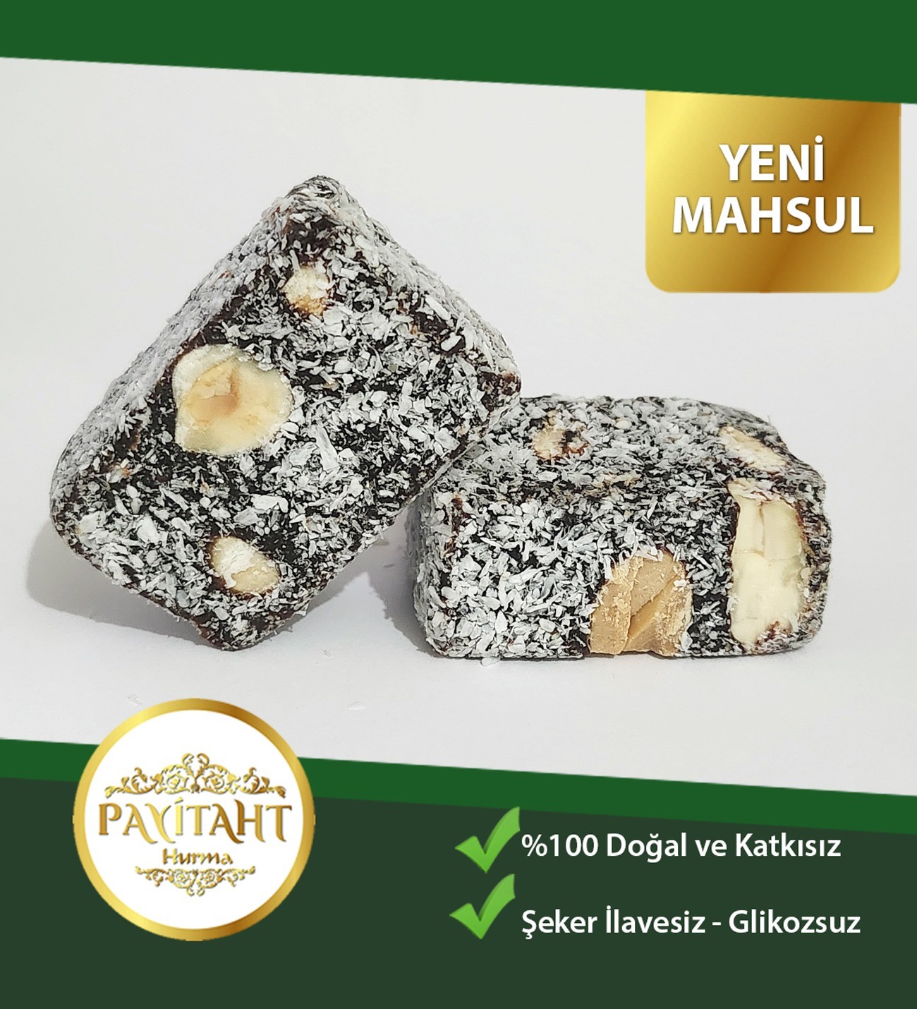 500 GR BADEMLİ ve 500GR FINDIKLI İKİLİ SET KATKISIZ DOĞAL YAPRAK HURMA CEZERYESİ 1KG