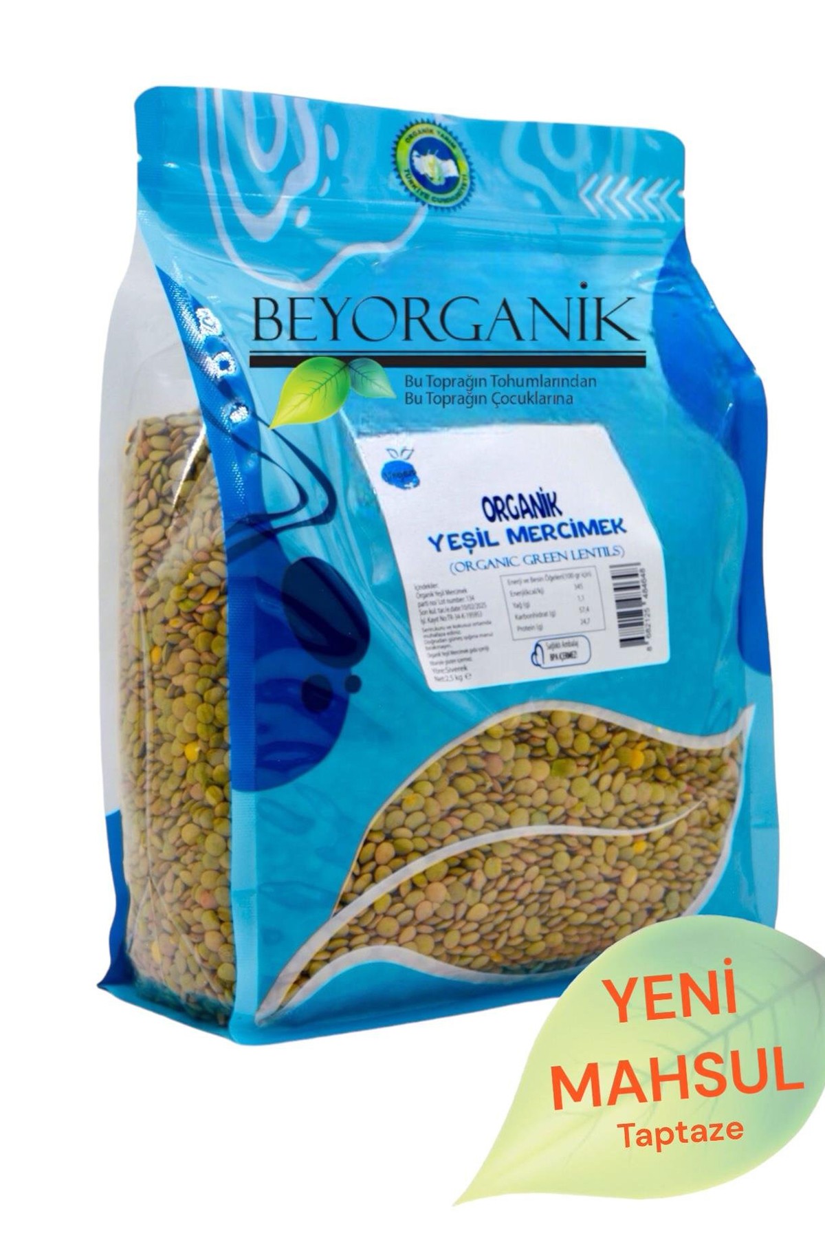 ORGANİK YEŞİL MERCİMEK  – 2,5KG