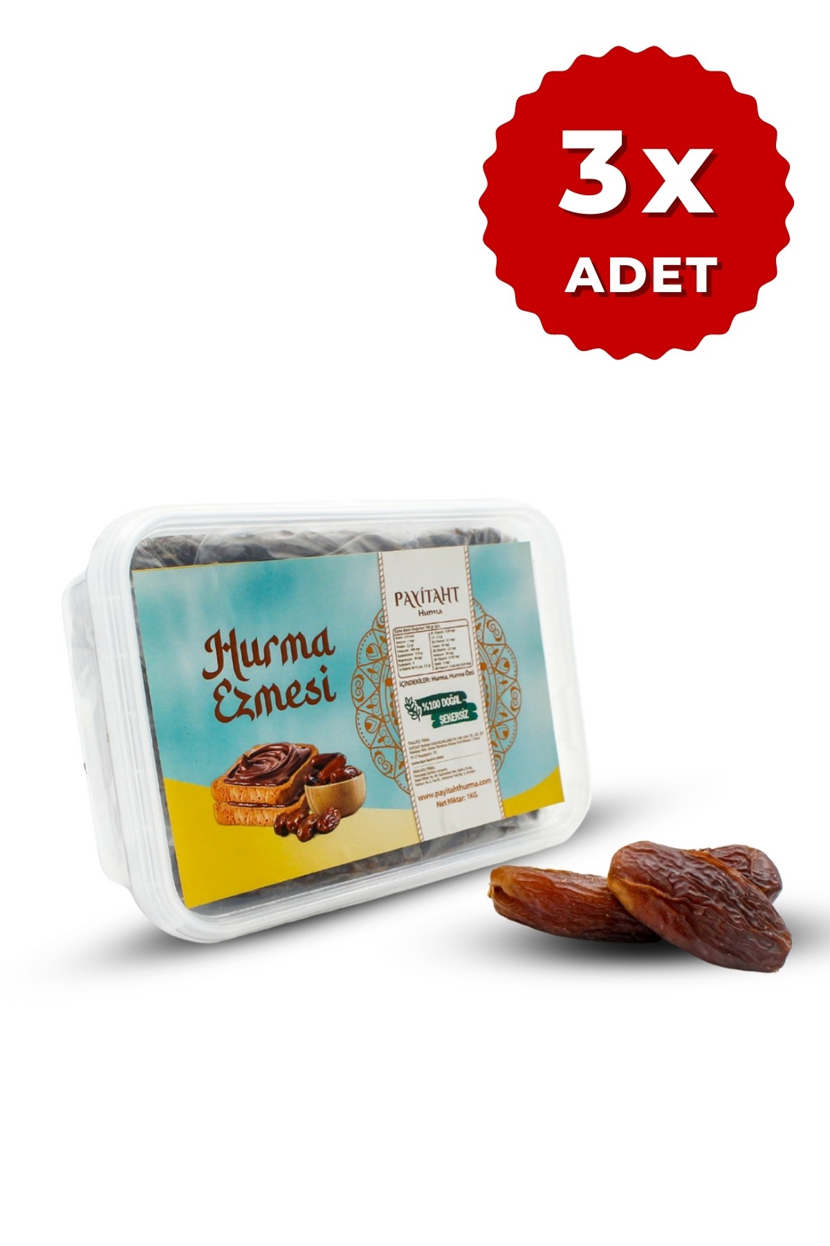 PAYİTAHT HURMA EZMESİ ŞEKERSİZ 1 KG 3’LÜ PAKET