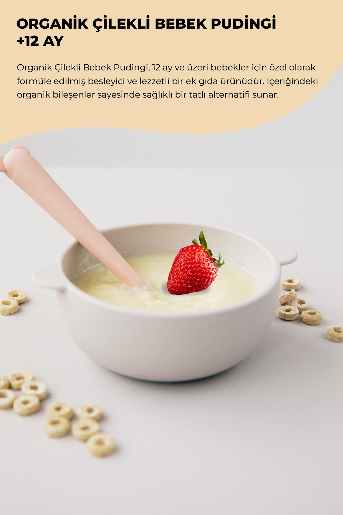 ORGANİK ÇİLEKLİ BEBEK PUDİNGİ 200GR +12 AY