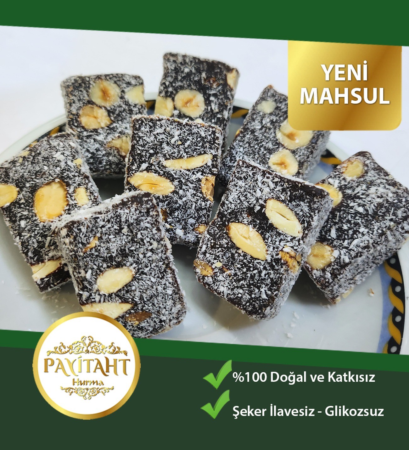 500 GR BADEMLİ ve 500GR FINDIKLI İKİLİ SET KATKISIZ DOĞAL YAPRAK HURMA CEZERYESİ 1KG