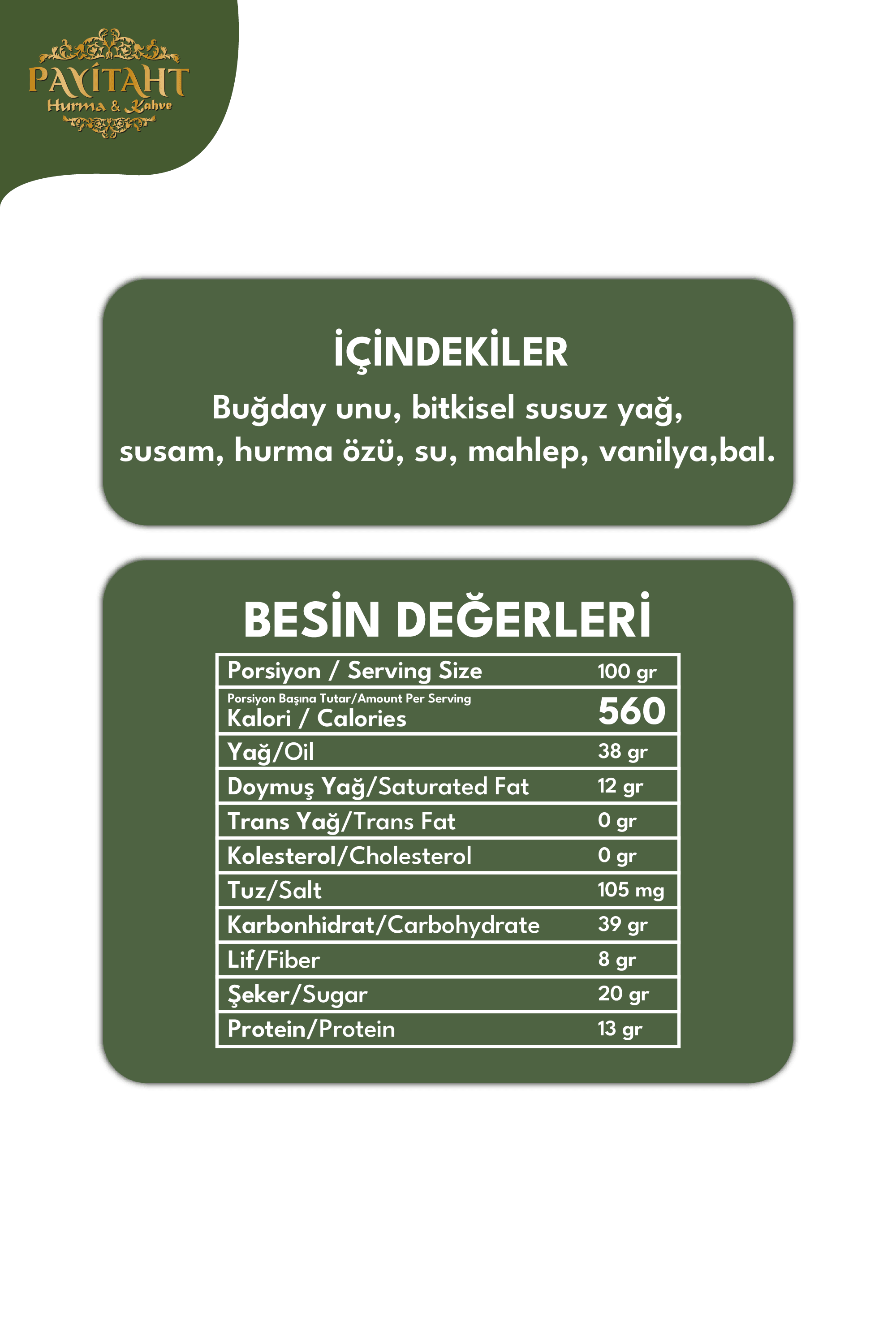 Hurma Özlü Susamlı Çıtır Kurabiye 250 gr