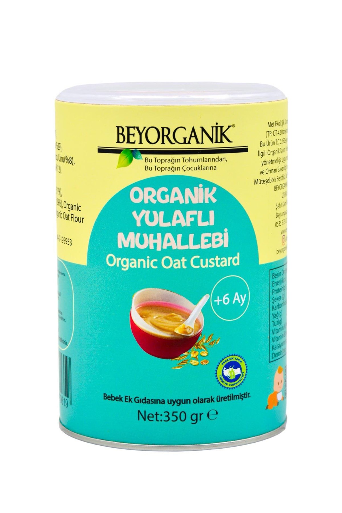 BEBEK EK GIDASI ORGANİK YULAFLI KEÇİBOYNUZLU MUHALLEBİ 350GR +6 AY