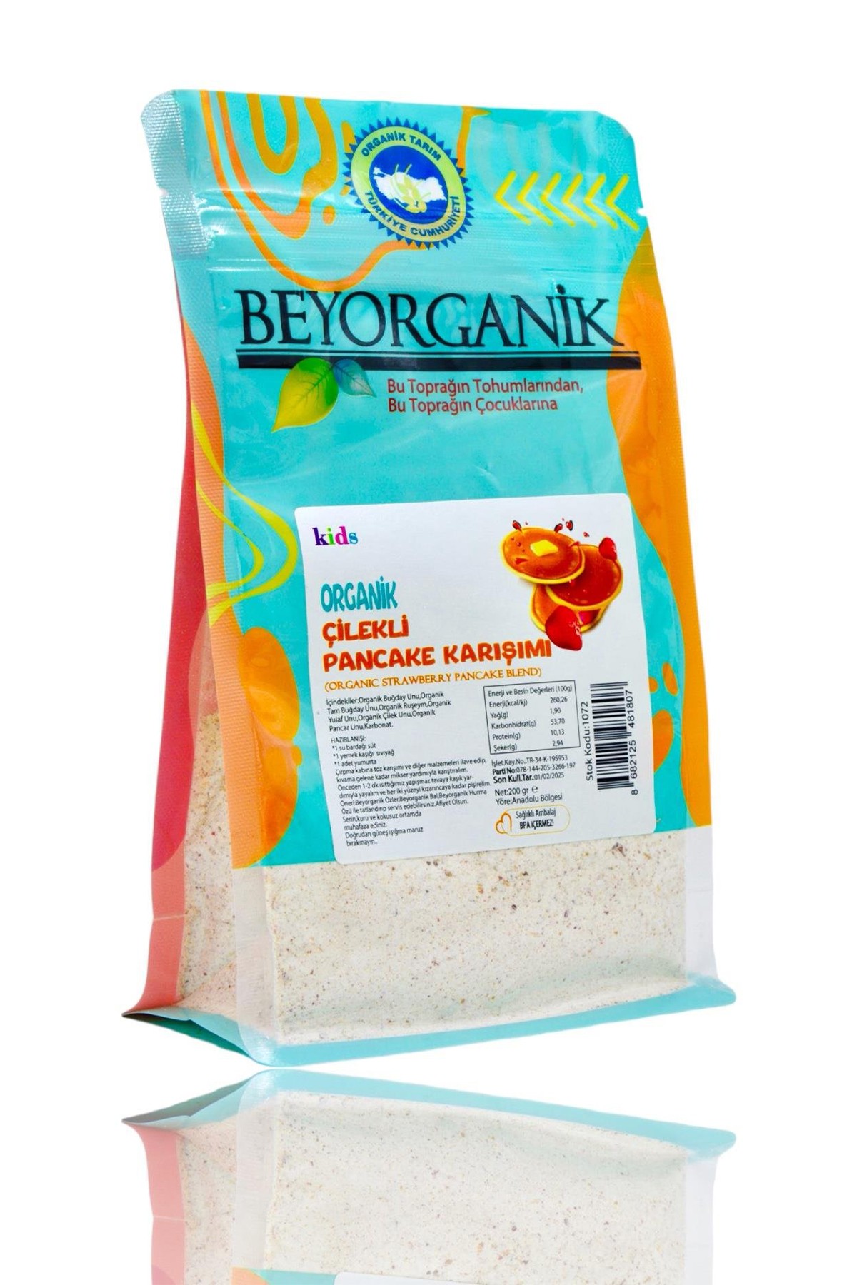 ORGANİK ÇİLEKLİ PANCAKE KARIŞIMI 200GR +12 AY